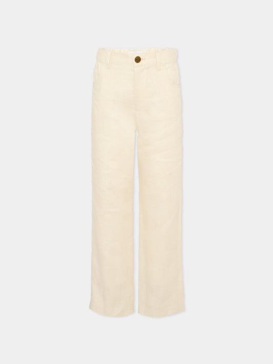 Pantaloni beige per bambino con monogram,Roberto Cavalli Kids,CBP26089PA BEIGE PUTTY COLOR