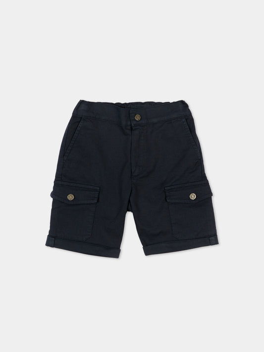 Shorts blu per neonato con tasche cargo,Roberto Cavalli Kids,CIP26086BE BLUE PEACOAT