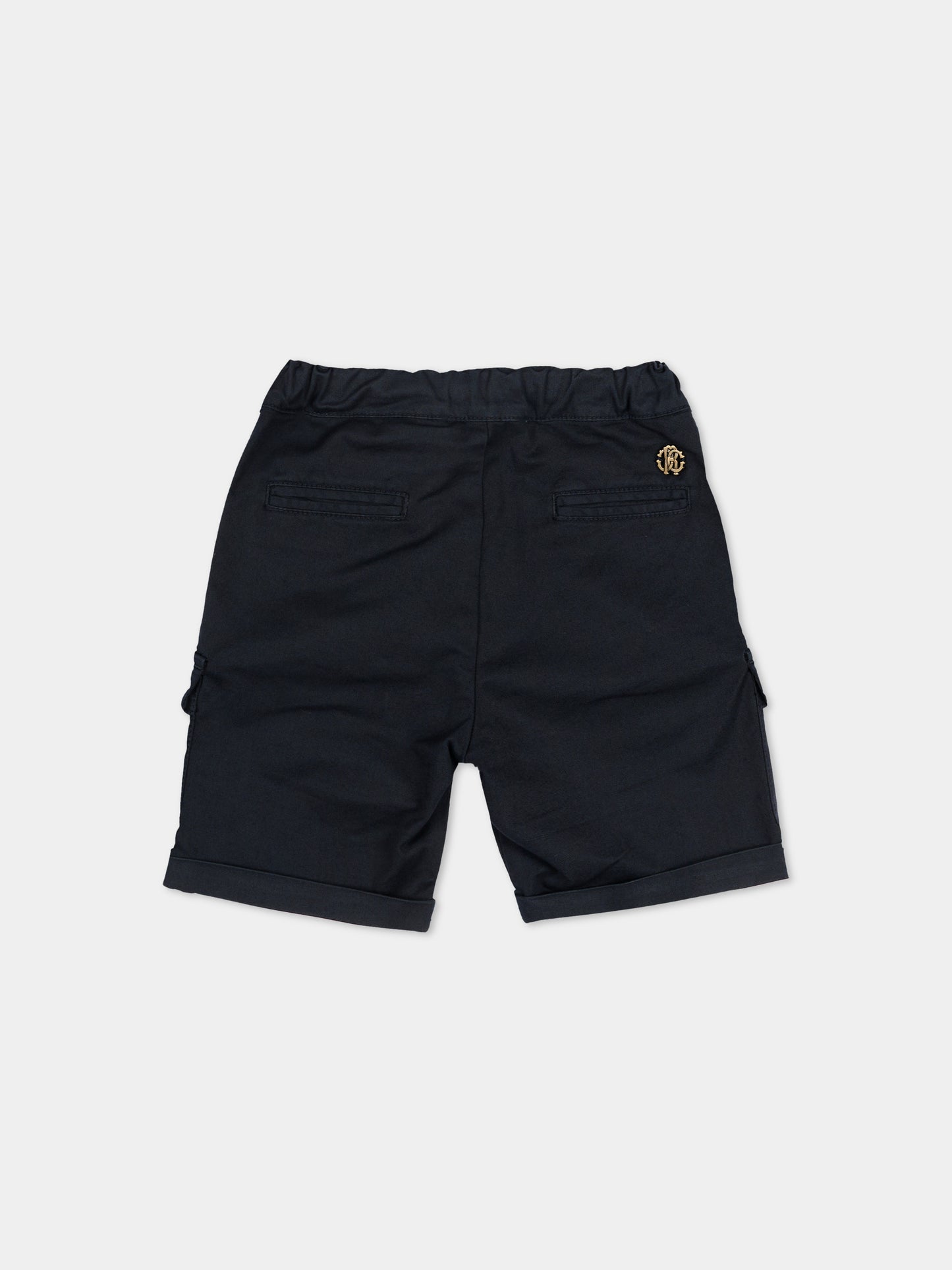 Shorts blu per neonato con tasche cargo,Roberto Cavalli Kids,CIP26086BE BLUE PEACOAT