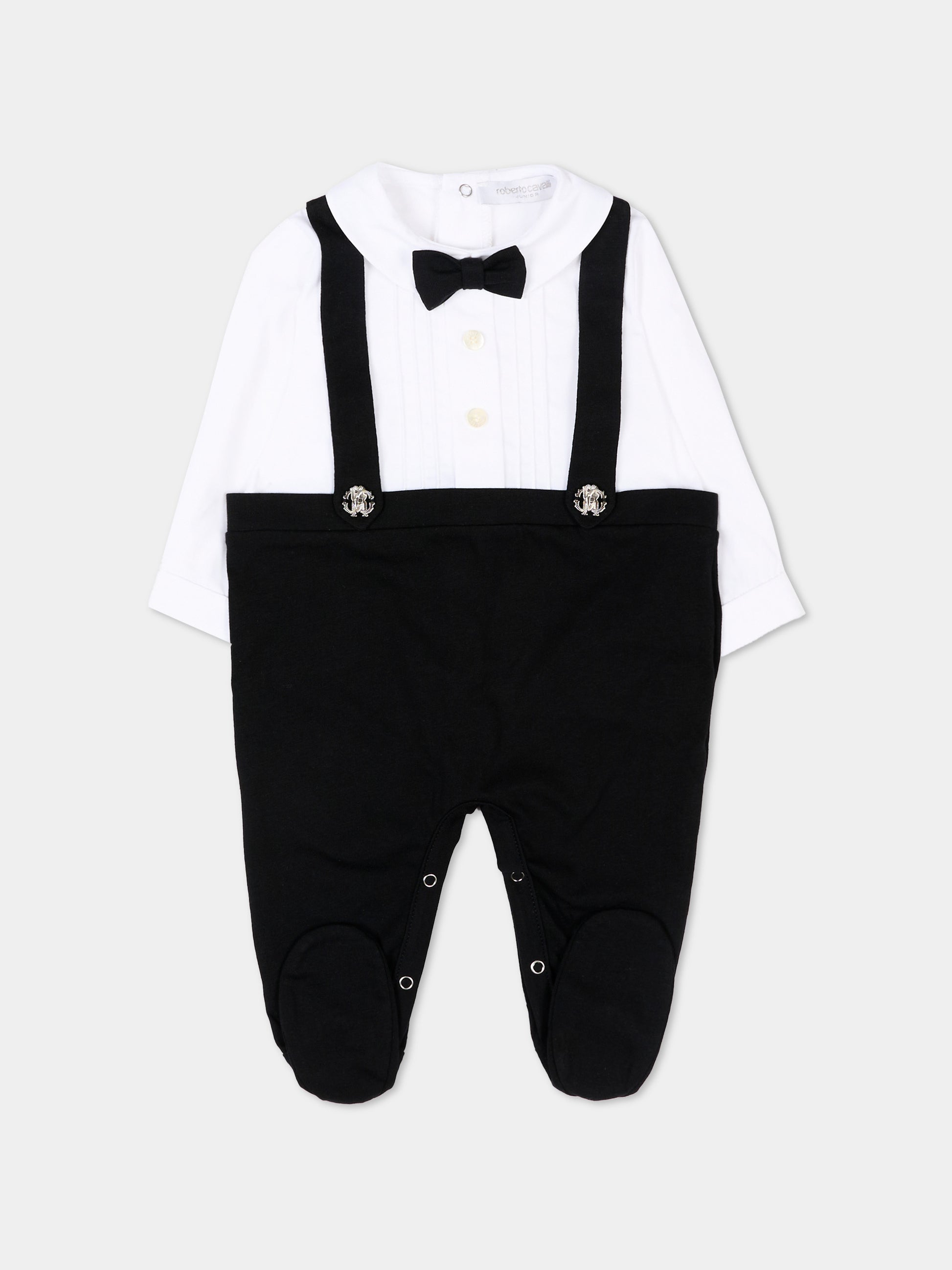 Tutina nera per neonato con papillon,Roberto Cavalli Kids,CLP26013TU BLACK