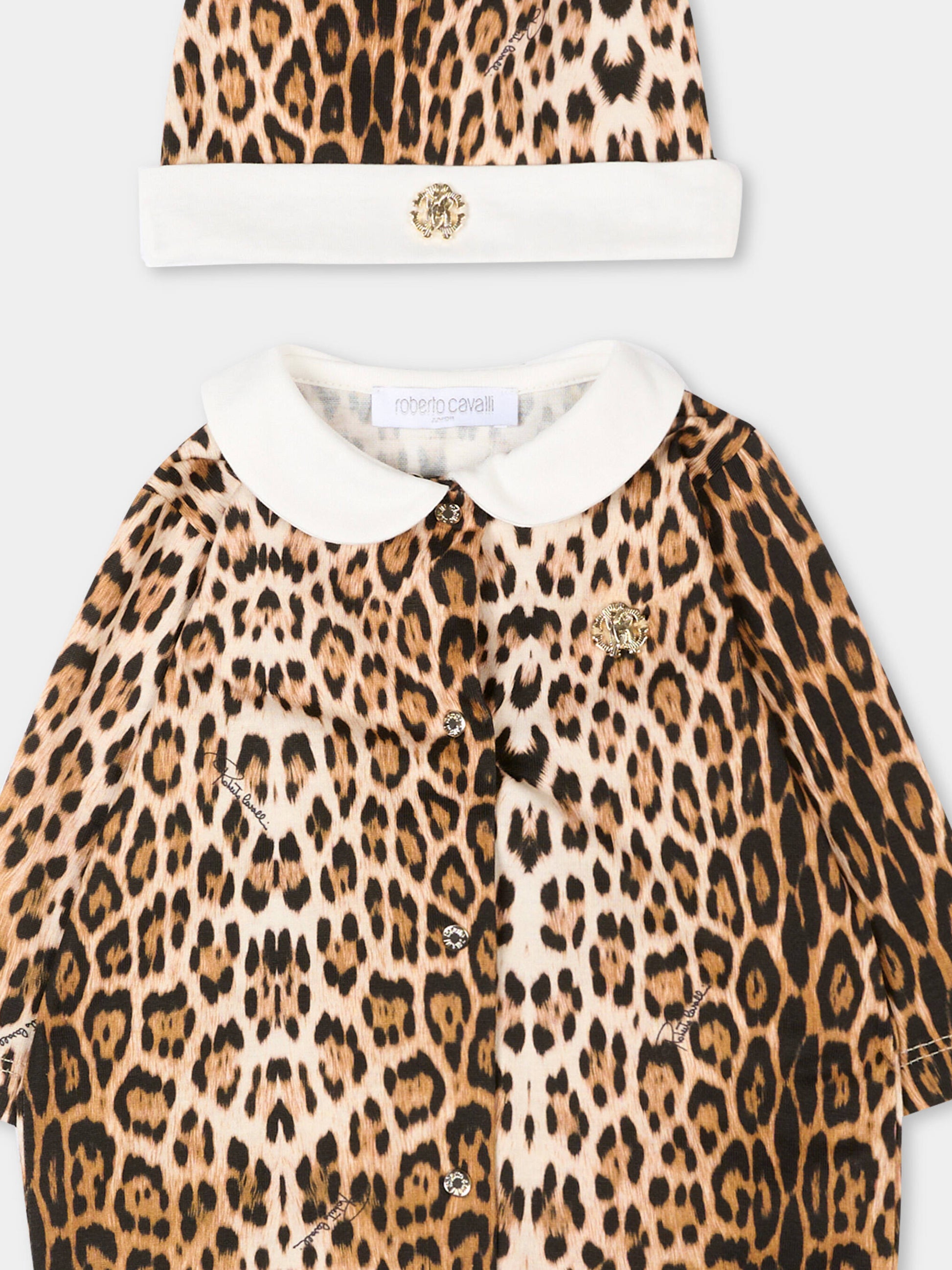 Set tutina marrone per neonati animalier,Roberto Cavalli Kids,CLP26018TU MACULA NEW HERITAGE