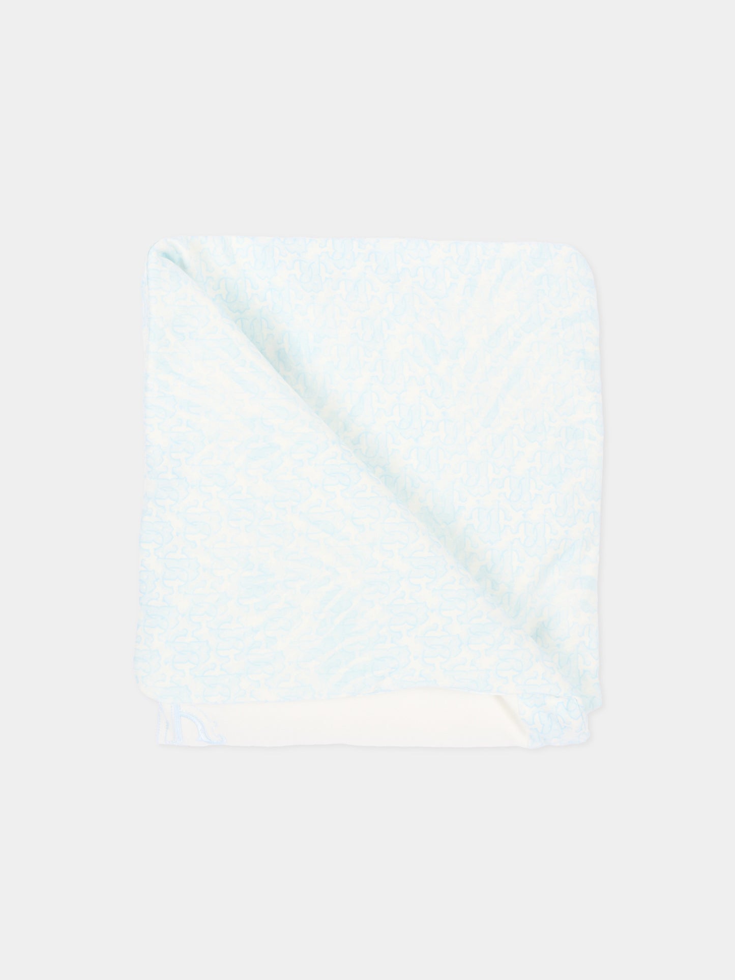 Coperta celeste per neonato con monogram,Roberto Cavalli Kids,CLP26011CE ZEBRA CELESTE