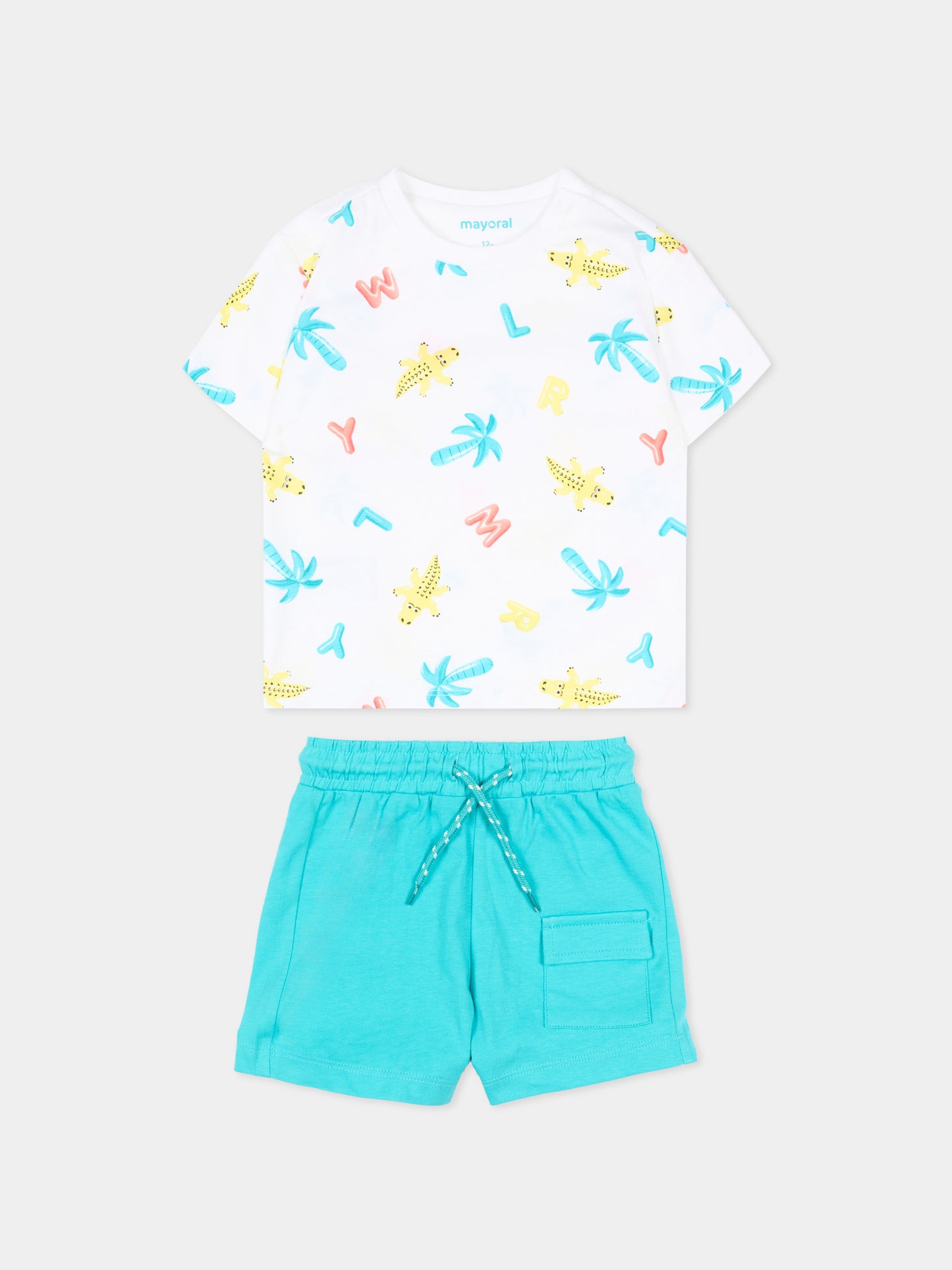 Completo sportivo turchese per neonato con stampe,Mayoral,1673 057