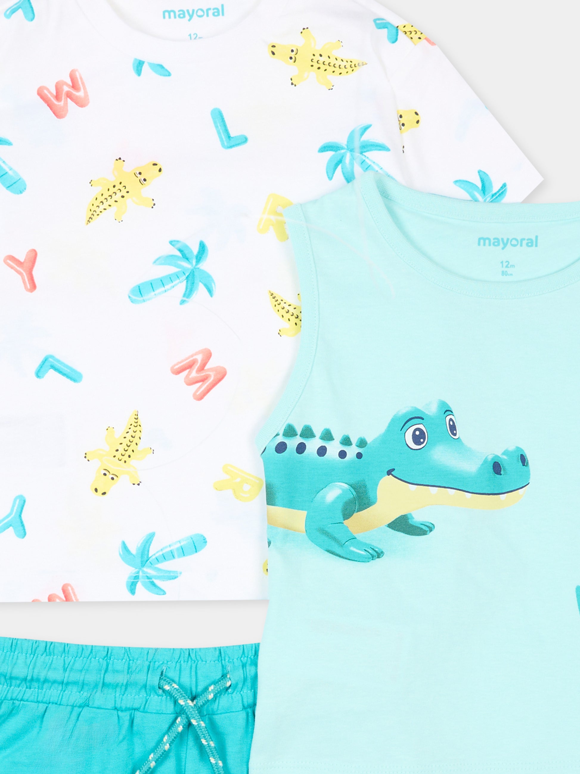 Completo sportivo turchese per neonato con stampe,Mayoral,1673 057