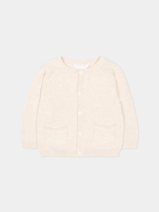 Cardigan beige per neonato con tasche,Mayoral,1311 080