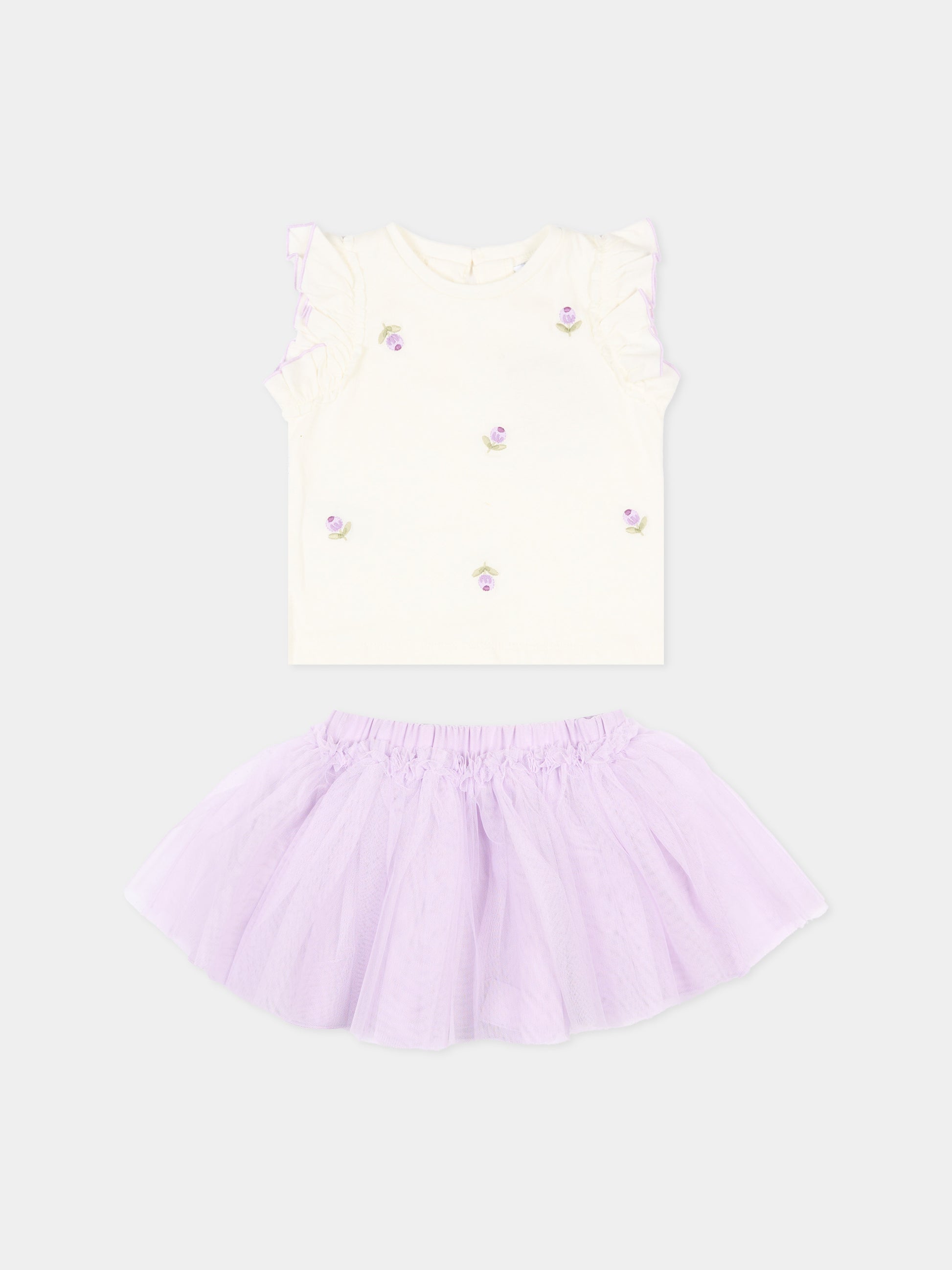 Completo elegante lilla per neonata con fiori ricamati,Mayoral,1933 047