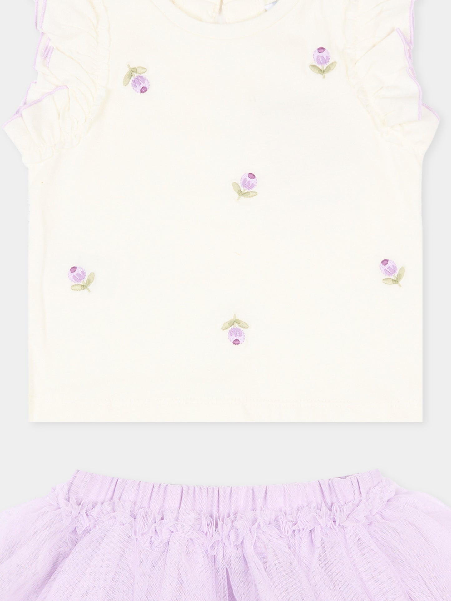 Completo elegante lilla per neonata con fiori ricamati,Mayoral,1933 047