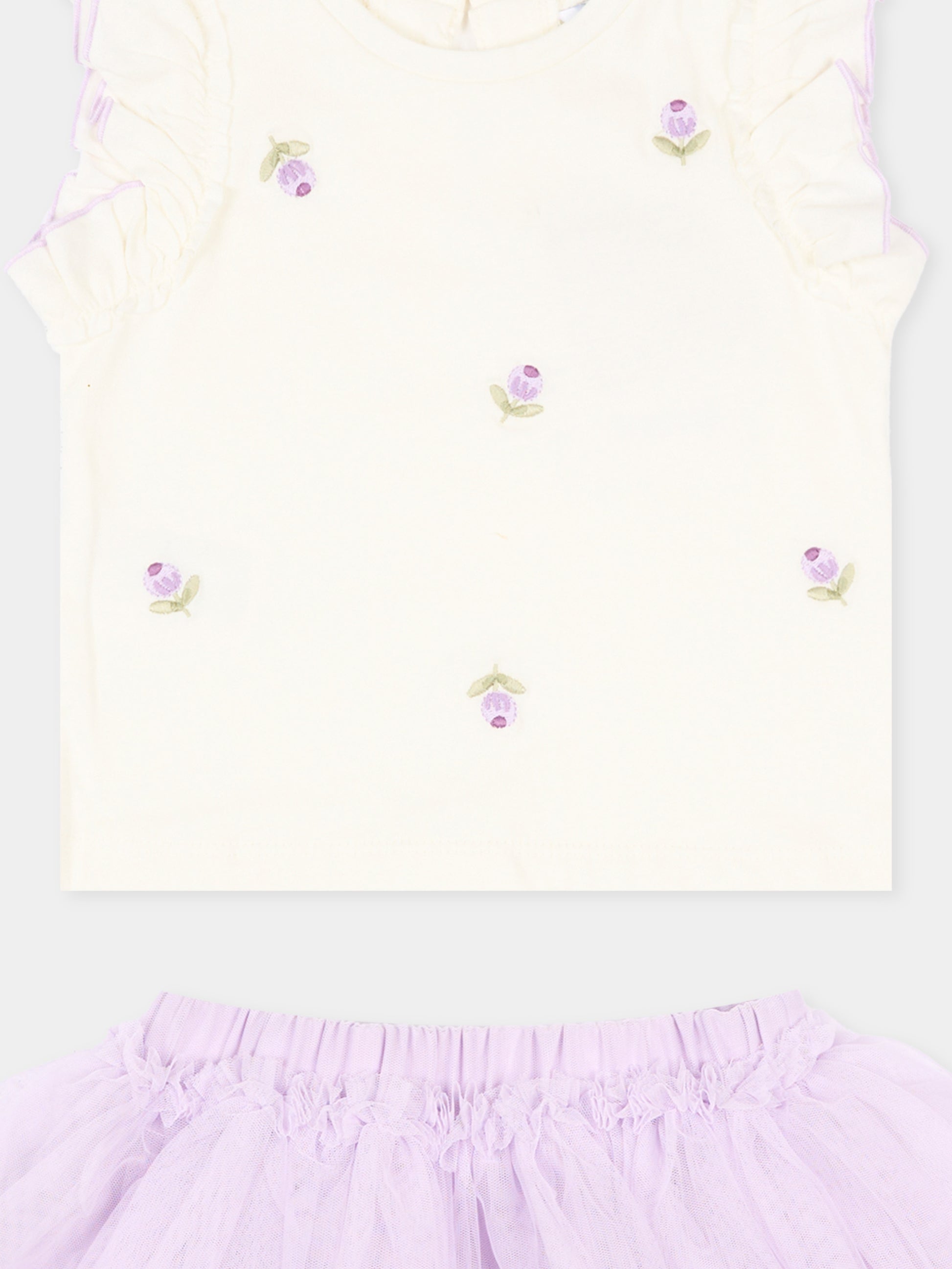 Completo elegante lilla per neonata con fiori ricamati,Mayoral,1933 047