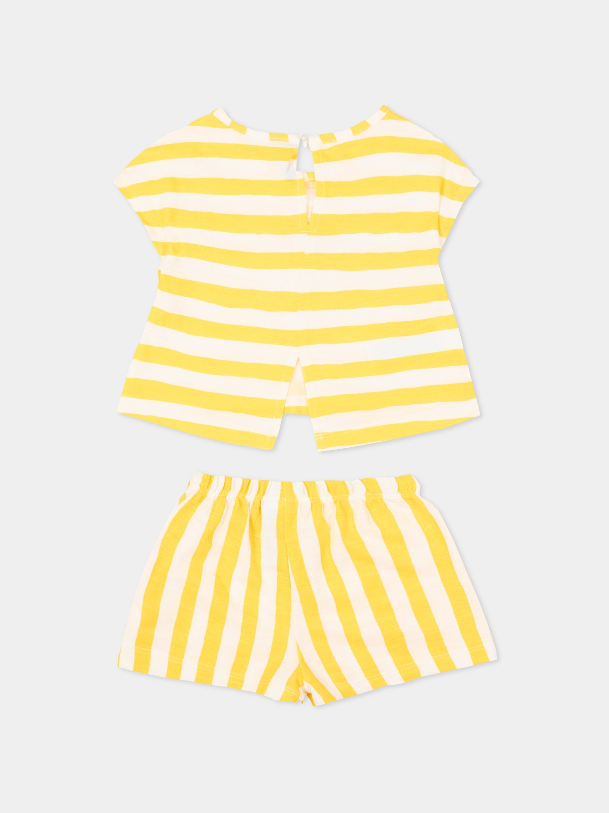 Completo sportivo corto giallo per neonata a righe,Mayoral,1208 056