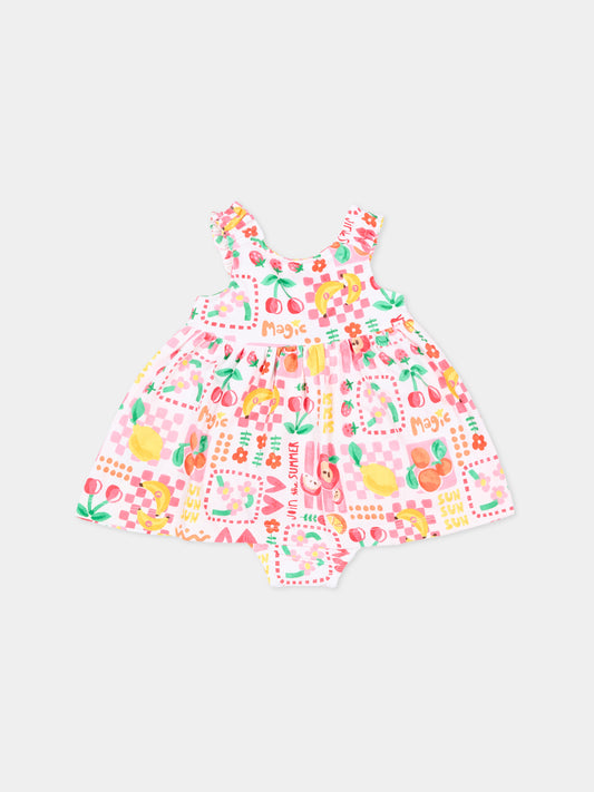 Vestito bianco per neonata con frutta,Mayoral,1927 059