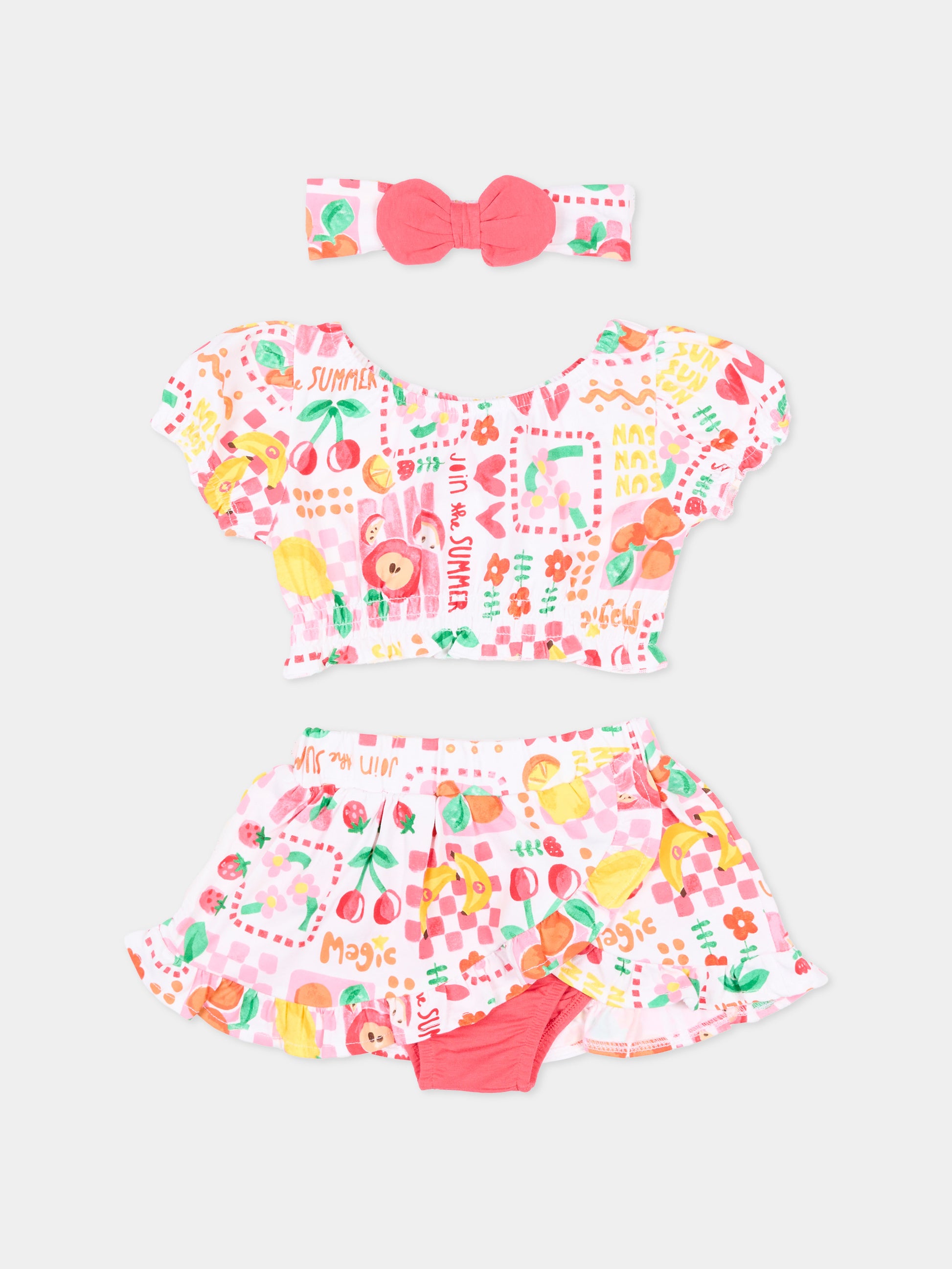 Completo sportivo bianco per neonata con frutta,Mayoral,1934 084