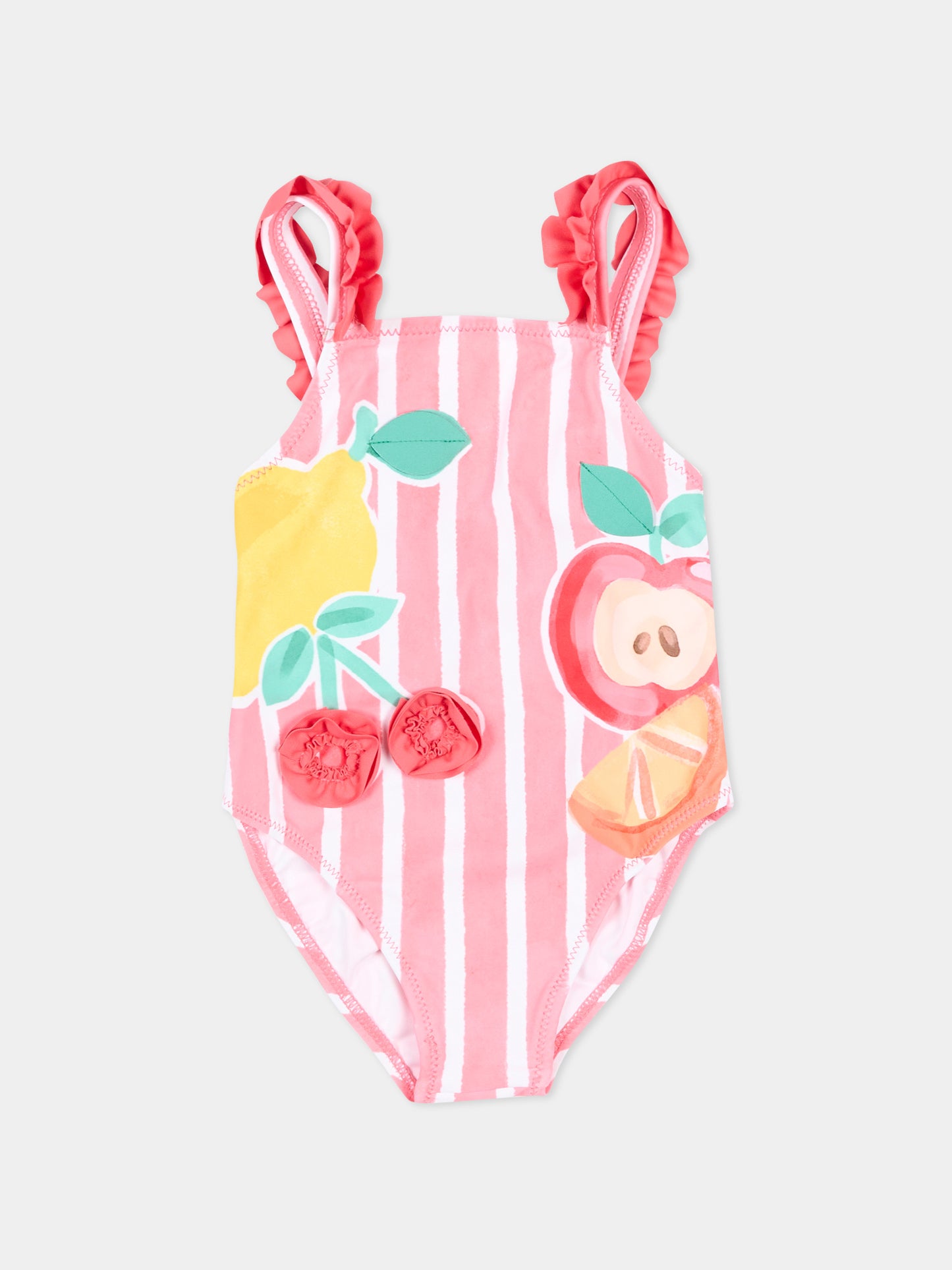 Costume intero rosa per neonata con frutta,Mayoral,1755 025