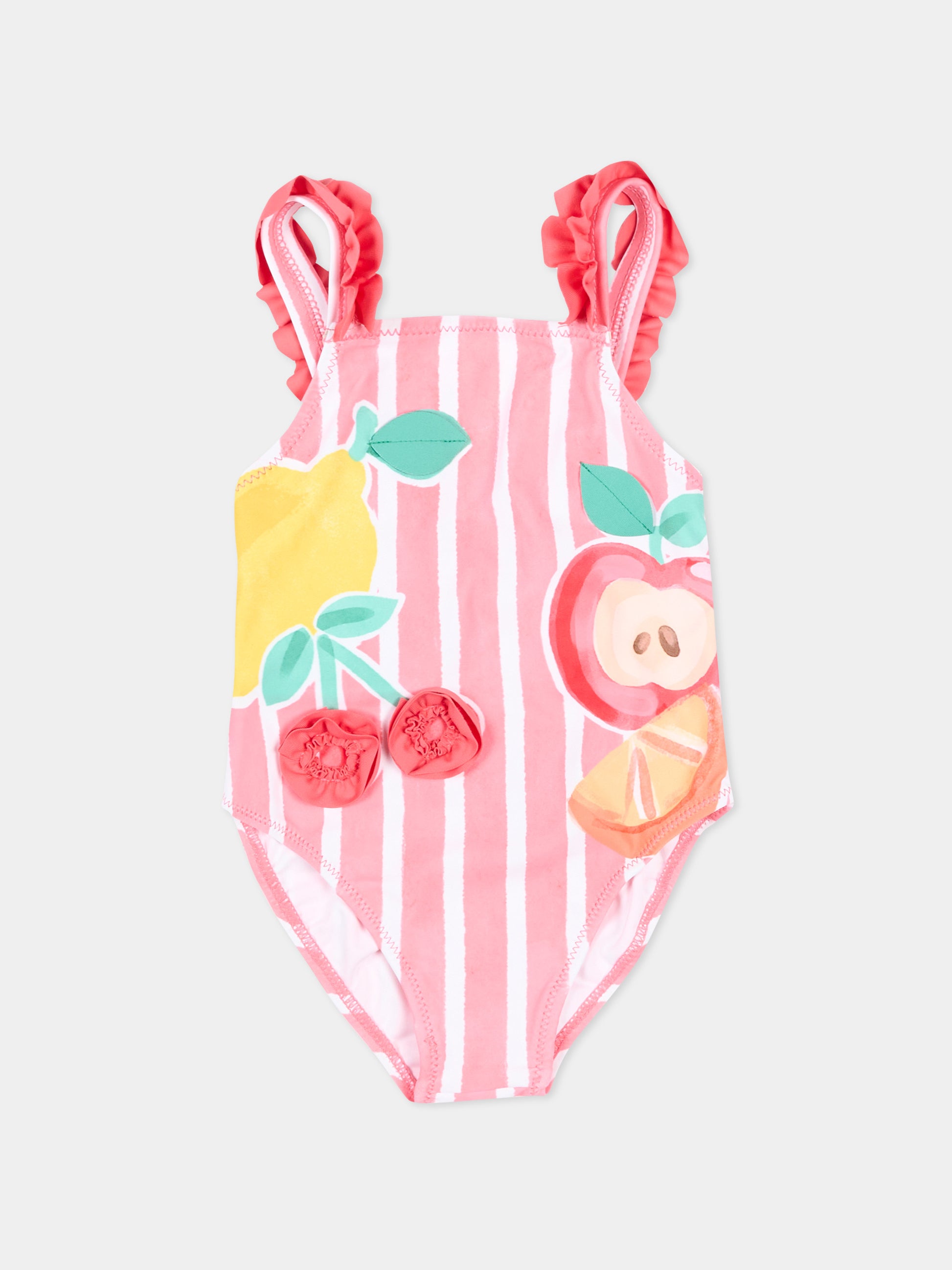 Costume intero rosa per neonata con frutta,Mayoral,1755 025