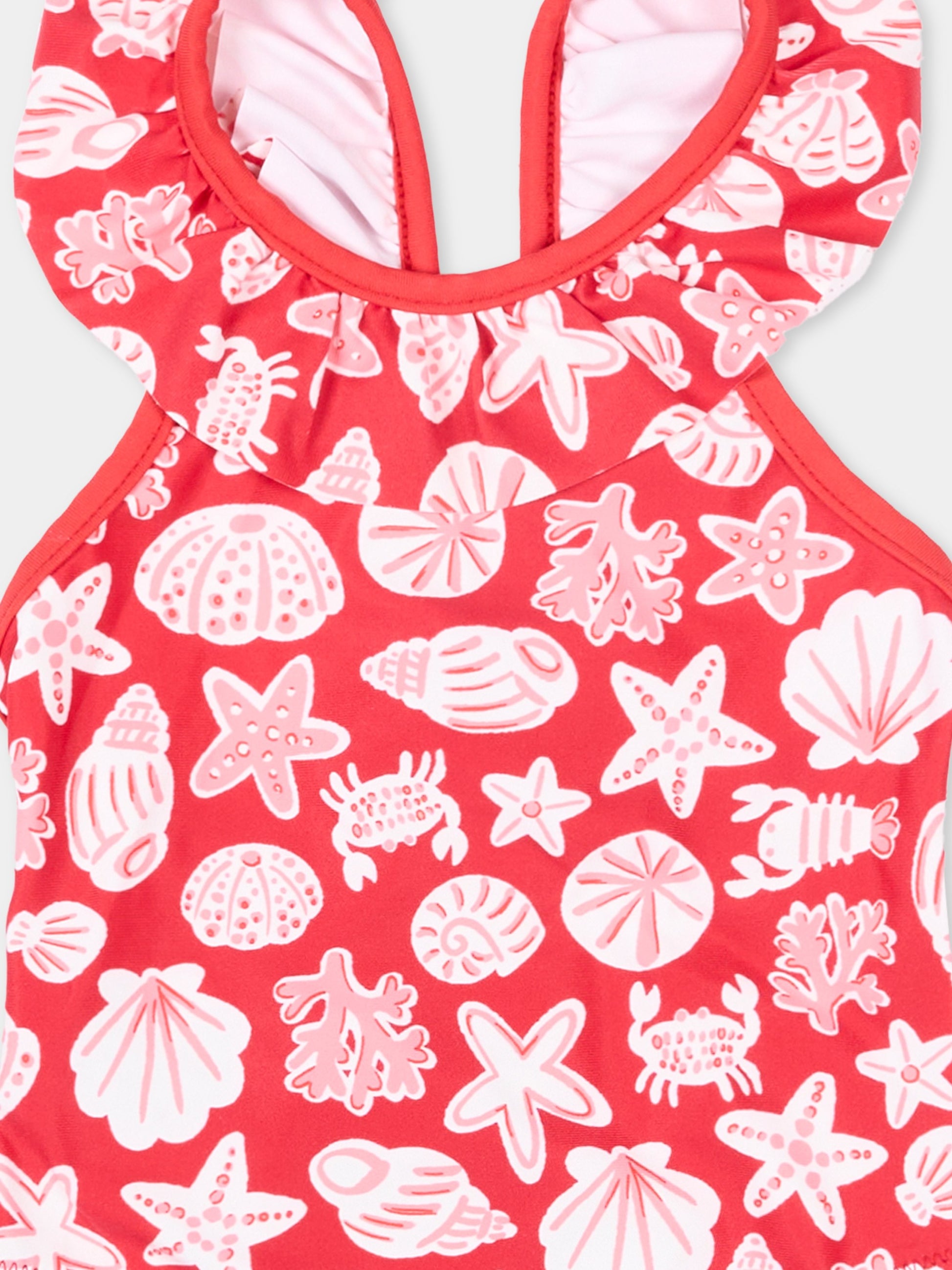 Costume intero rosso per neonata stampa mare,Mayoral,1754 020