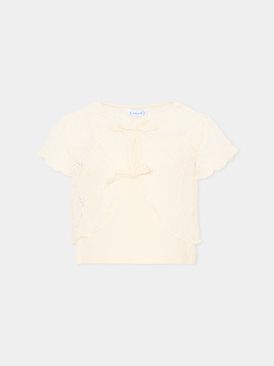 Top avorio in rete per bambina,Mayoral,3015 088