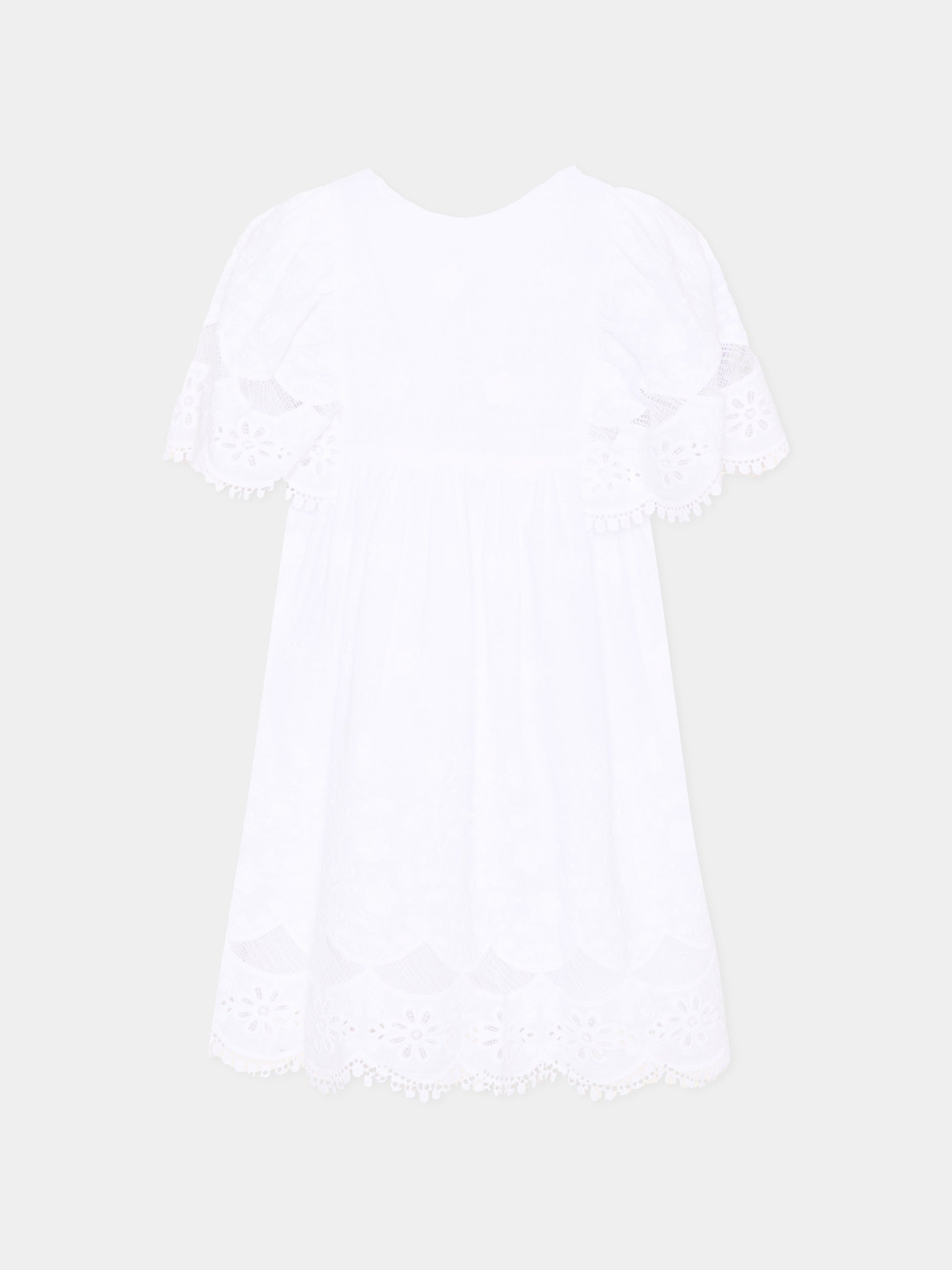 Abito bianco per bambina in pizzo sangallo,Mayoral,3923 081