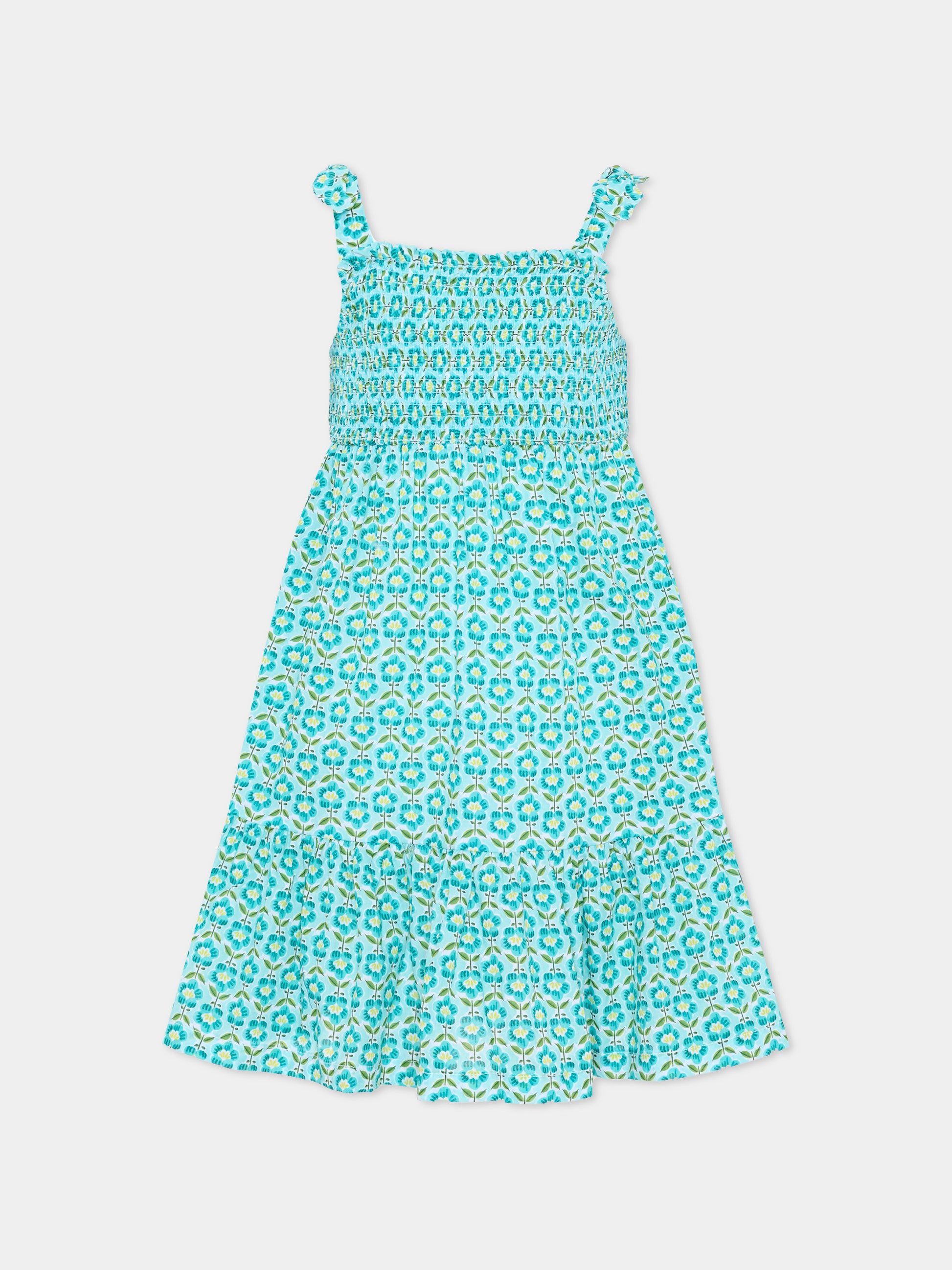 Copricostume azzurro per bambina con stampa floreale,Mayoral,3942 053