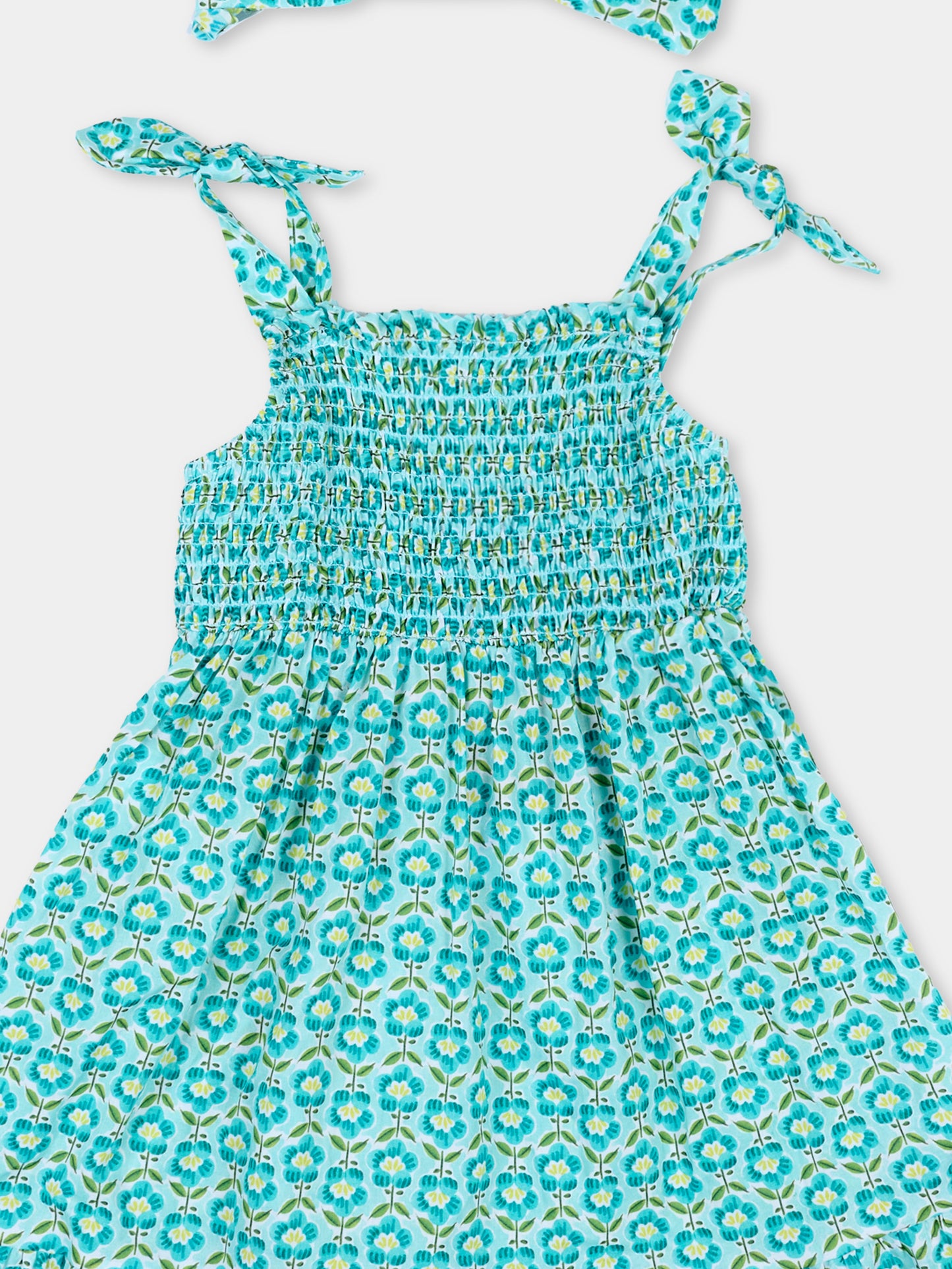 Copricostume azzurro per bambina con stampa floreale,Mayoral,3942 053