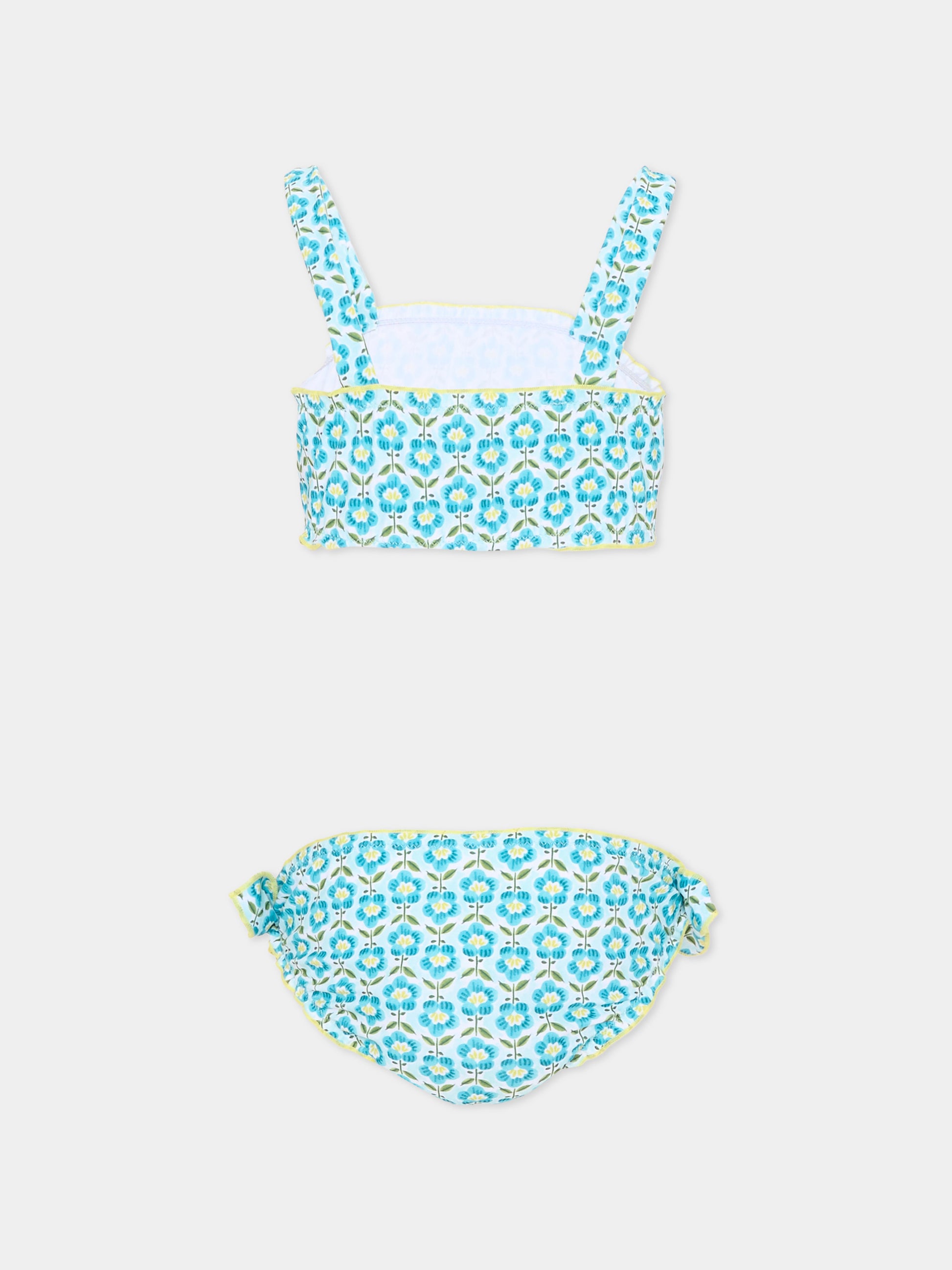 Bbikini azzurro floreale per bambina,Mayoral,3735 049