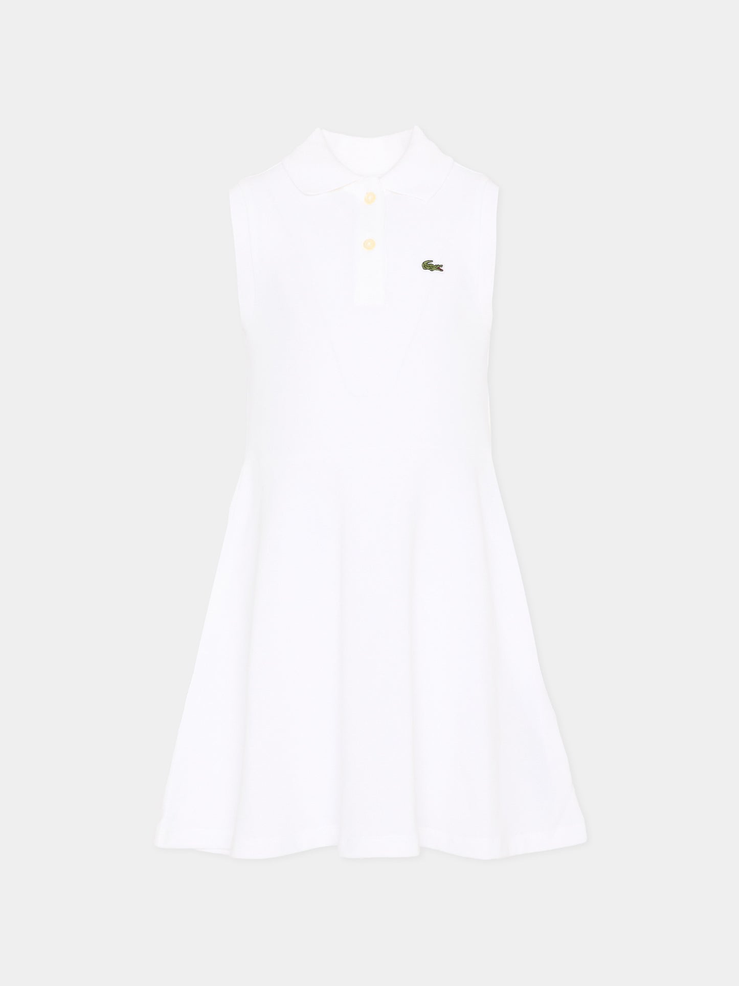 Vestito bianco per bambina con coccodrillo,Lacoste,7496 W8L