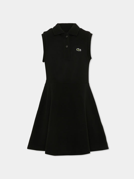 Vestito nero per bambina con logo,Lacoste,7496 K96