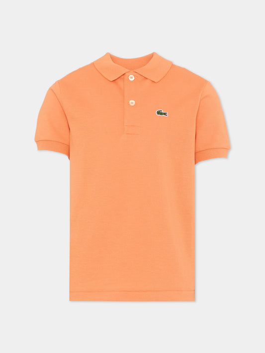 Polo arancione per bambino con logo,Lacoste,7354 NA7