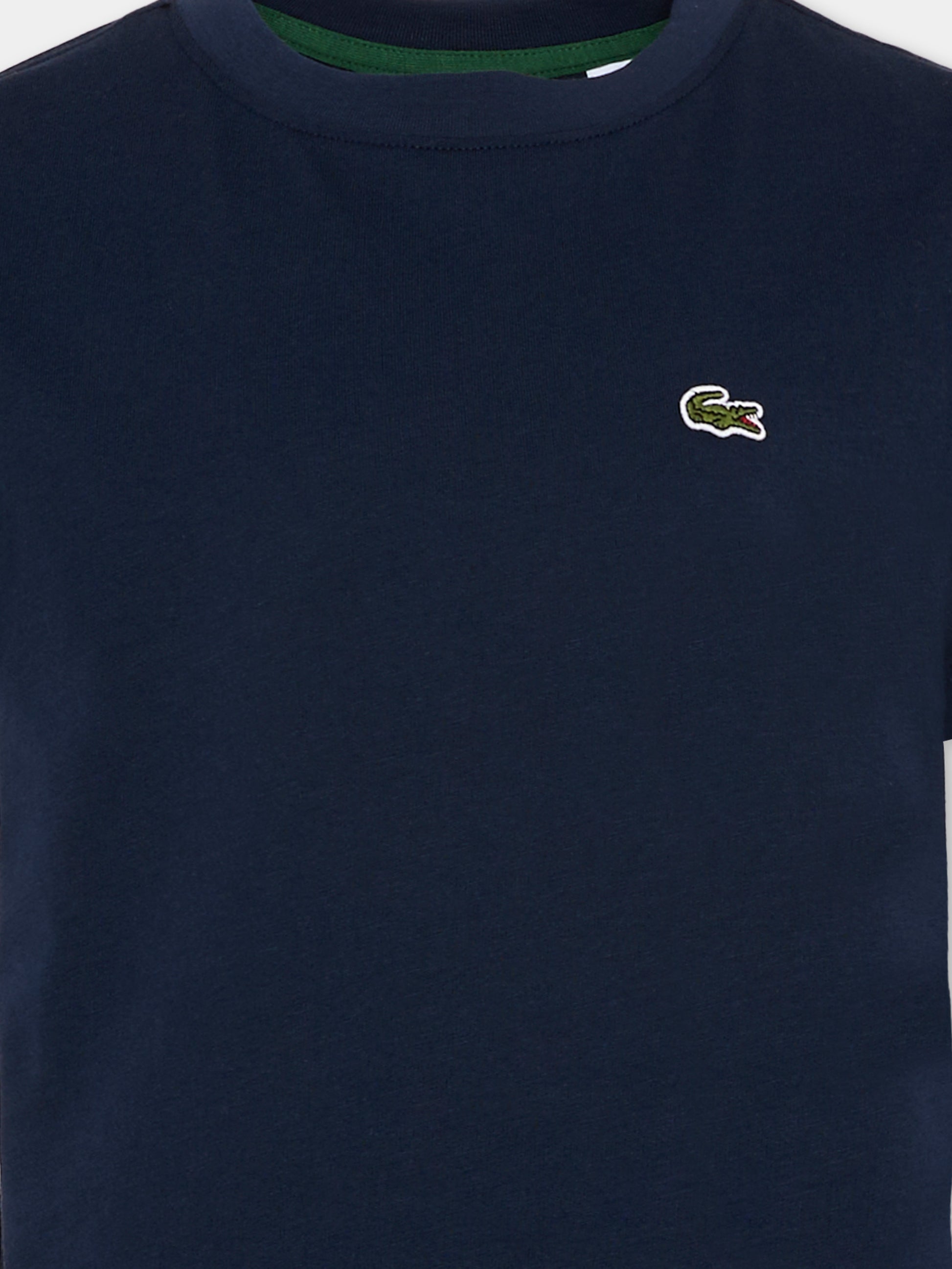 T-Shirt blu per bambini con logo,Lacoste,7025 UGW