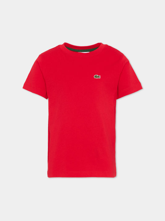 T-Shirt rossa per bambini con logo,Lacoste,7025 RCJ