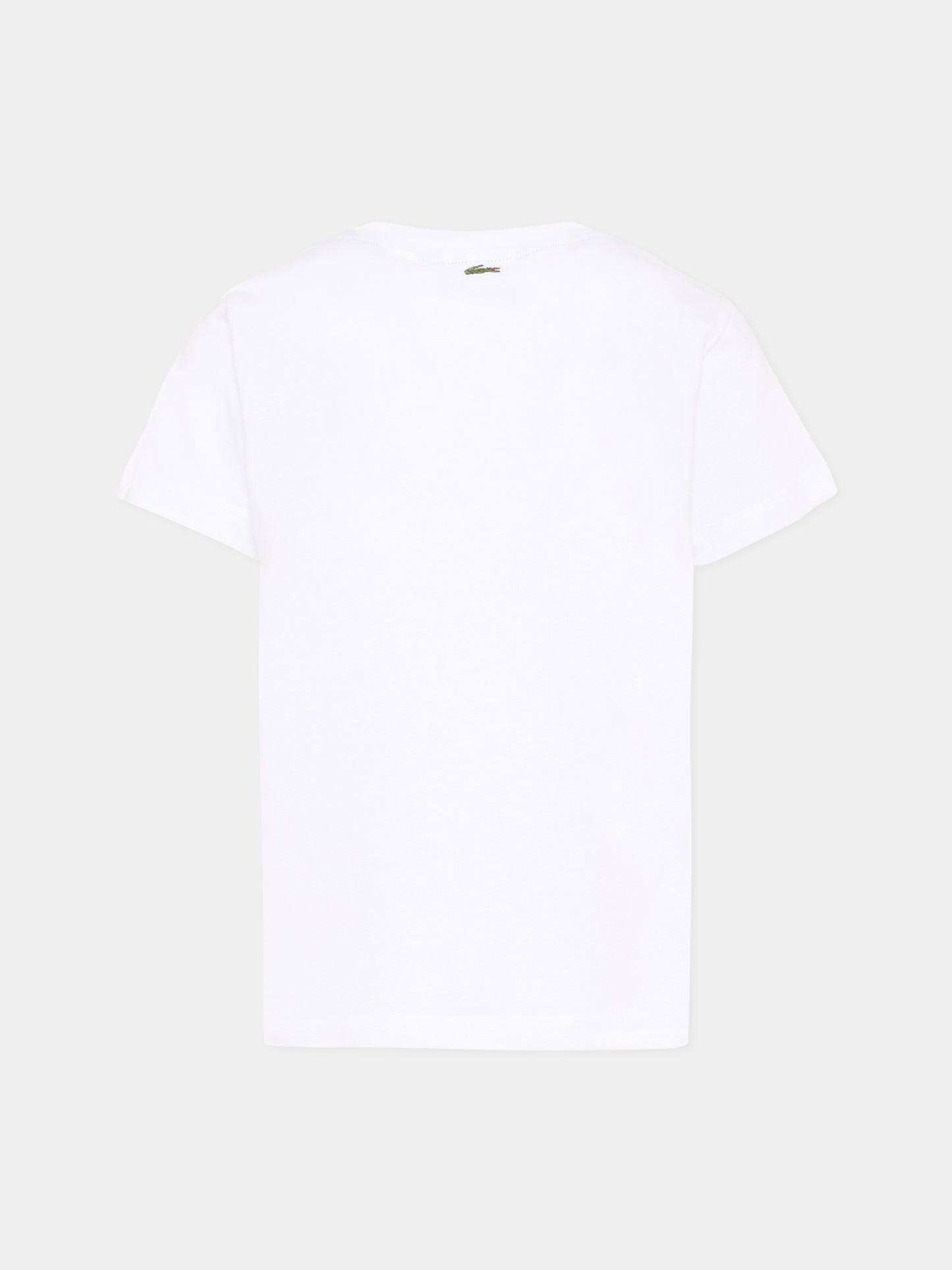 T-Shirt bianca per bambino con logo,Lacoste,7072 W8L