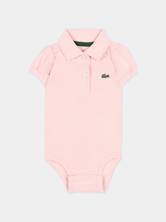 Body rosa per neonata con logo,Lacoste,7120 AL5