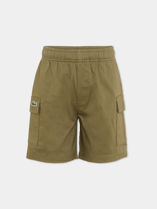 Shorts sportivi verde per bambino con logo,Lacoste,7157 F8K