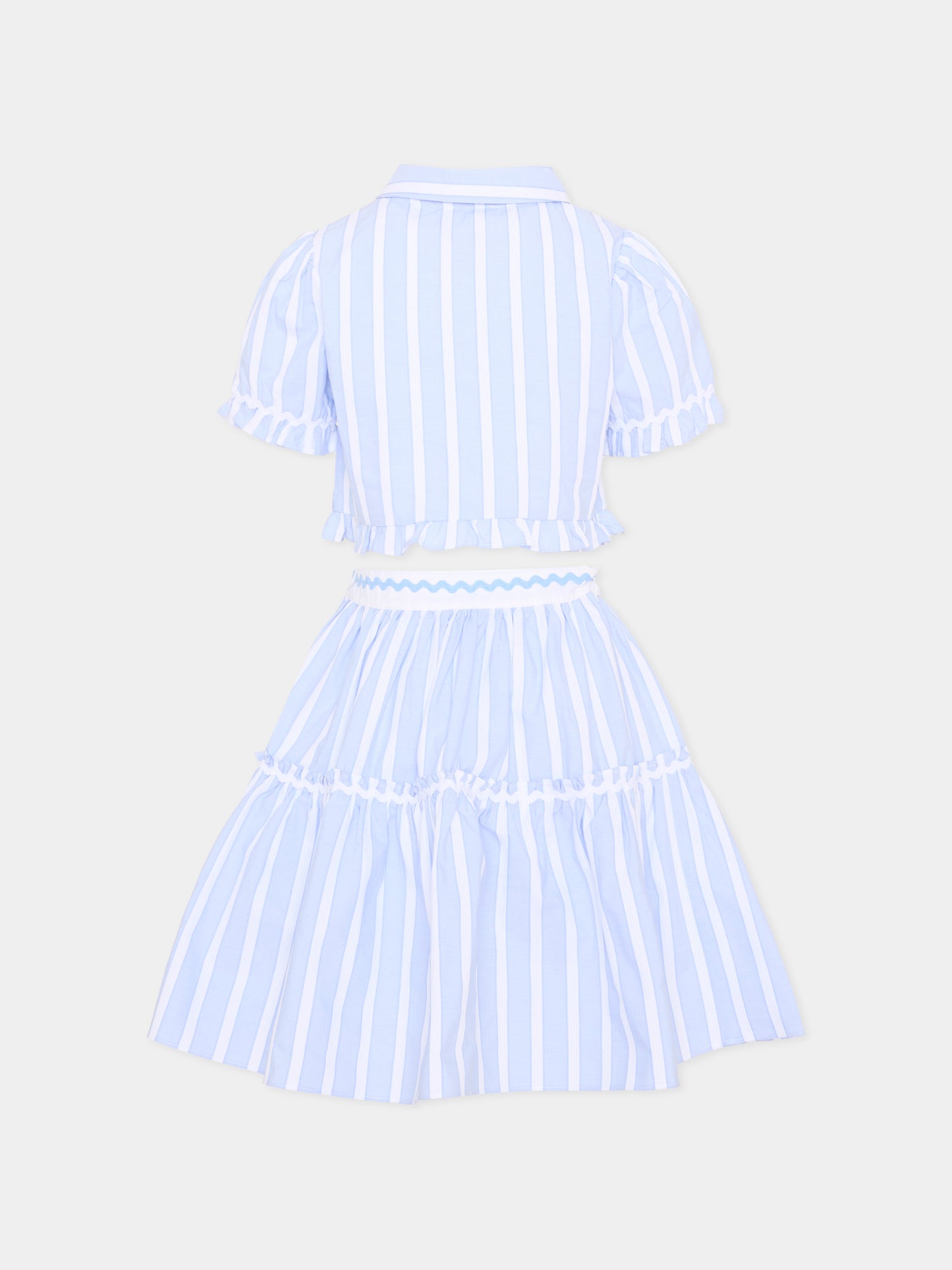 Completo elegante azzurro per bambina a righe,Patachou,PAP CON4233426 B0071