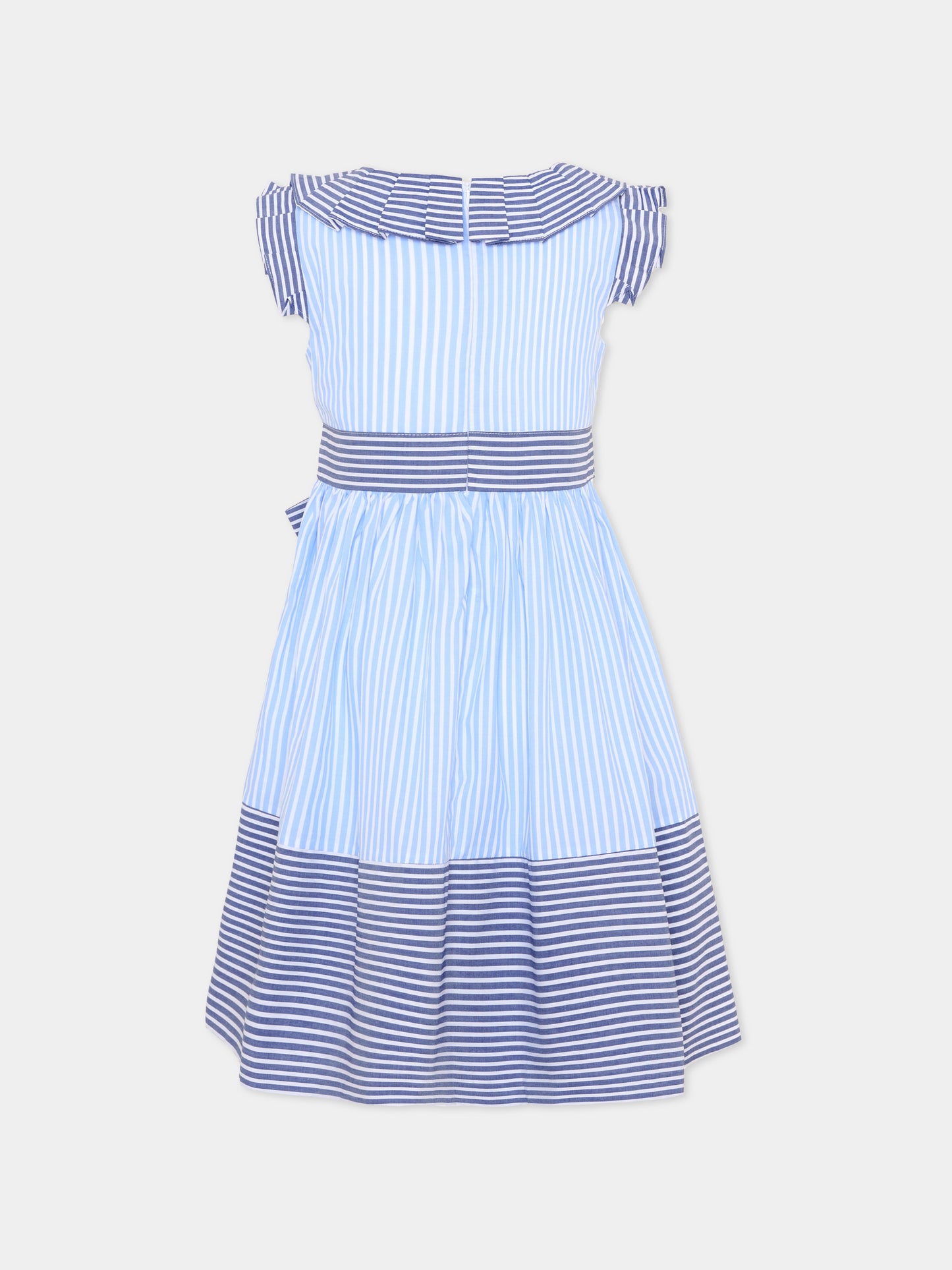 Vestito celeste a righe per bambina,Patachou,PAP VET4233460 360