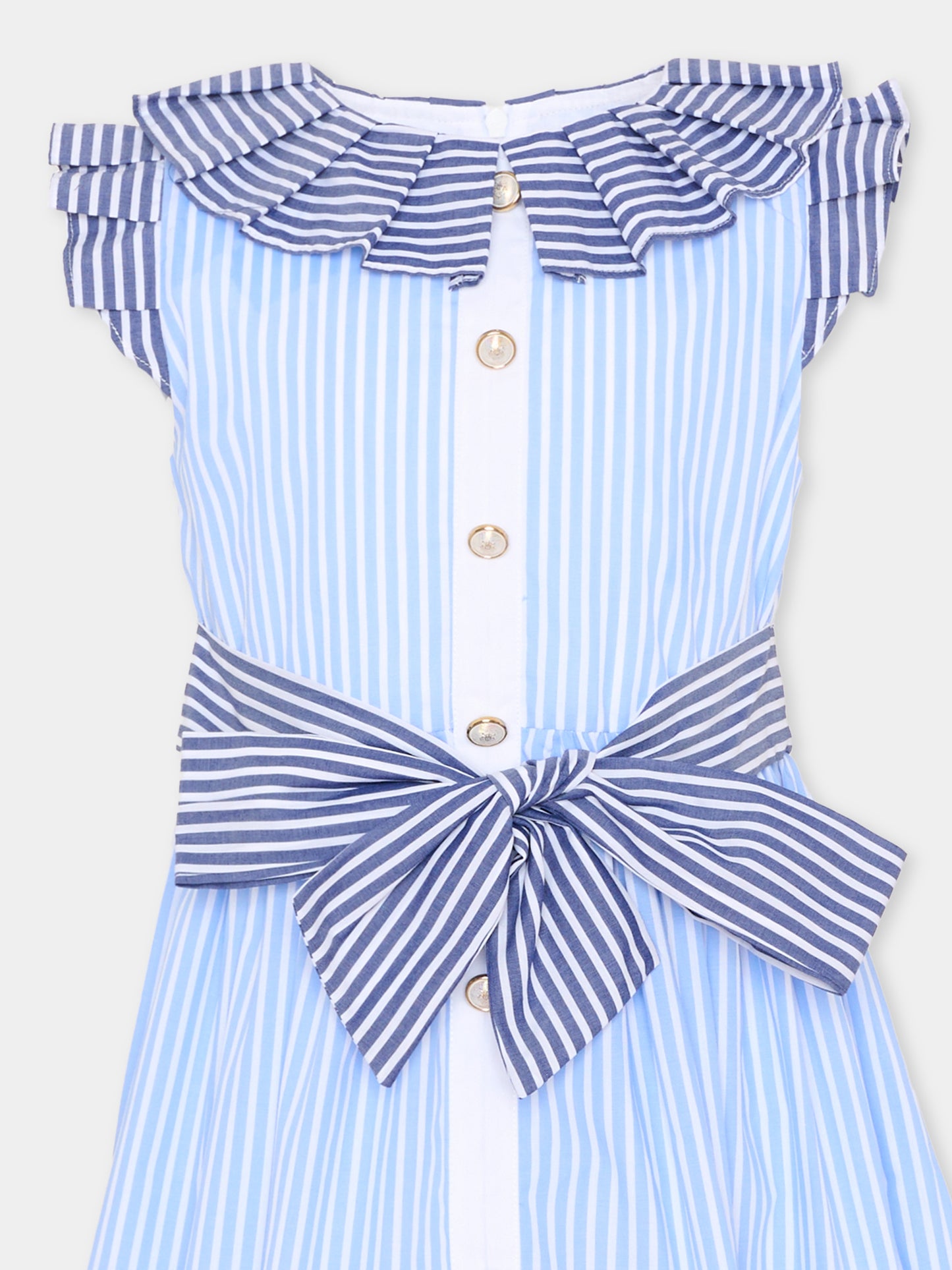 Vestito celeste a righe per bambina,Patachou,PAP VET4233460 360