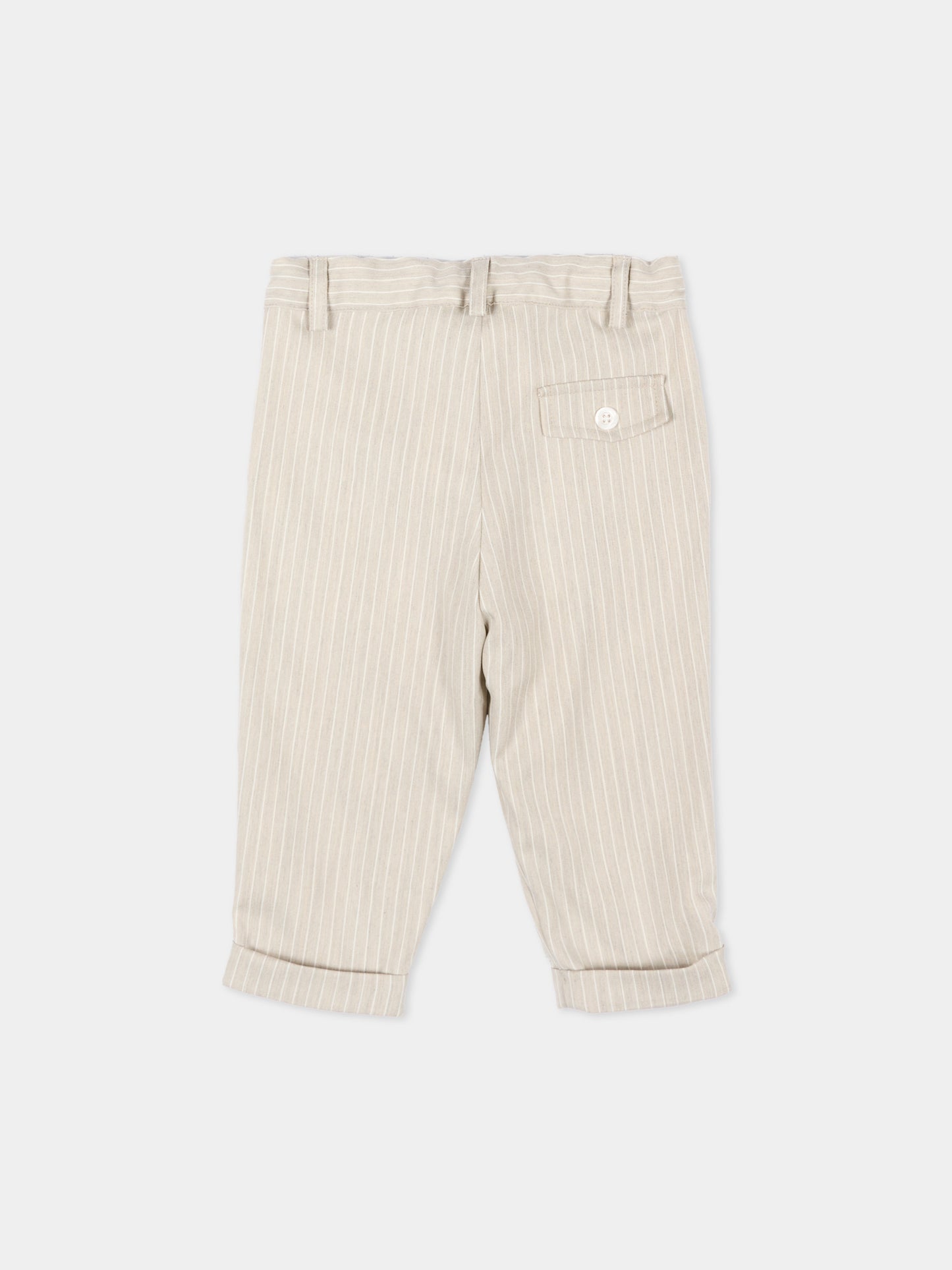 Pantaloni beige per neonato a righe,Patachou,PAP CAL4233399 D0032
