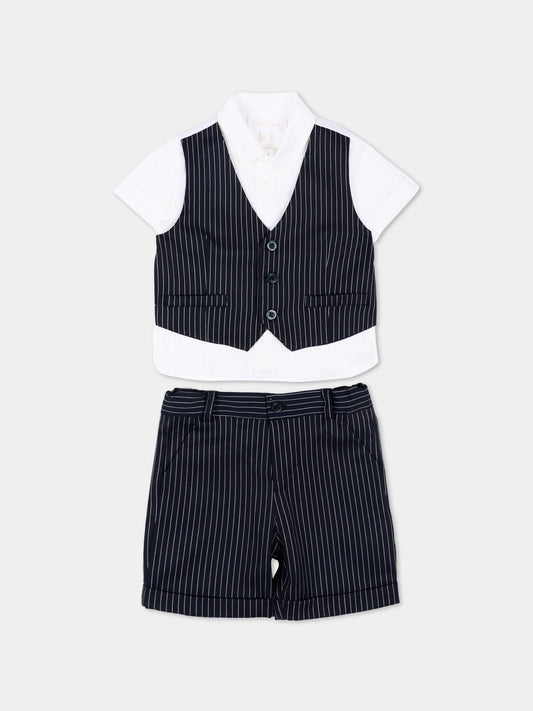 Completo elegante blu per neonato gessato,Patachou,PAP CON4233397 N0017