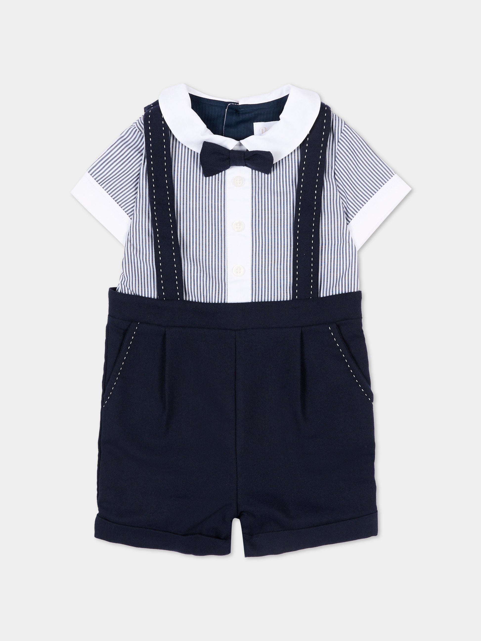 Completo elegante blu per neonato con papillon,Patachou,PAP MC4233393 360