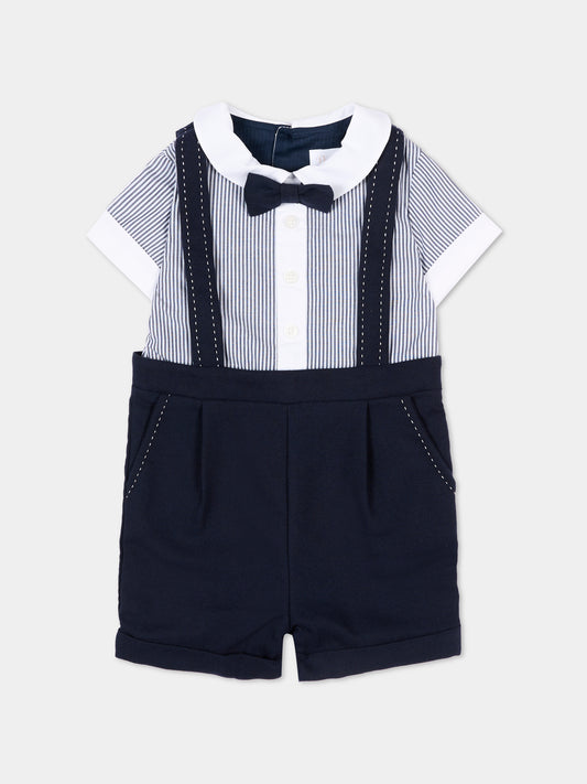 Completo elegante blu per neonato con papillon,Patachou,PAP MC4233393 360