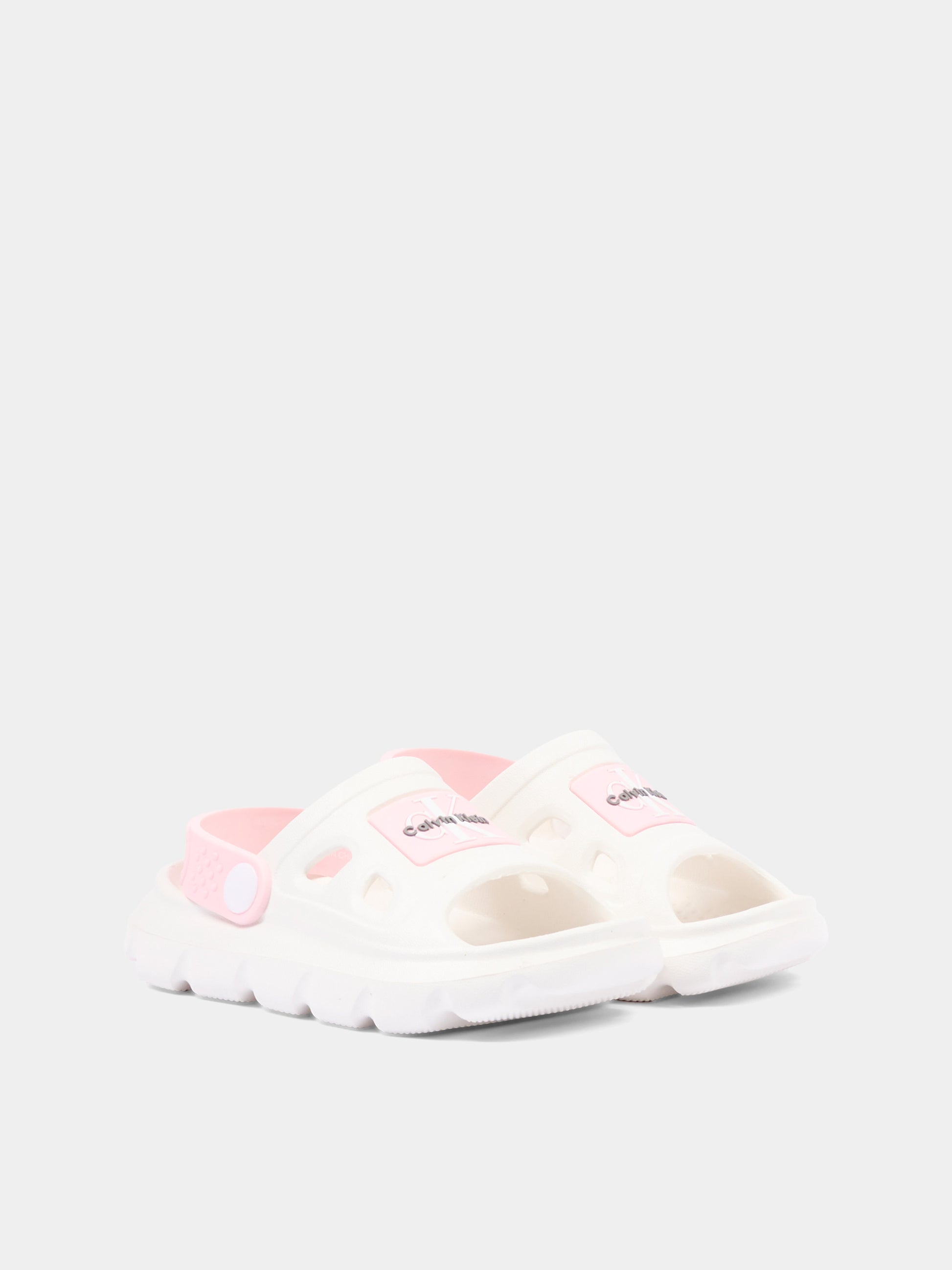 Sandali bianchi per bambina con logo,Calvin Klein Kids,V1AF 83264 0083A704
