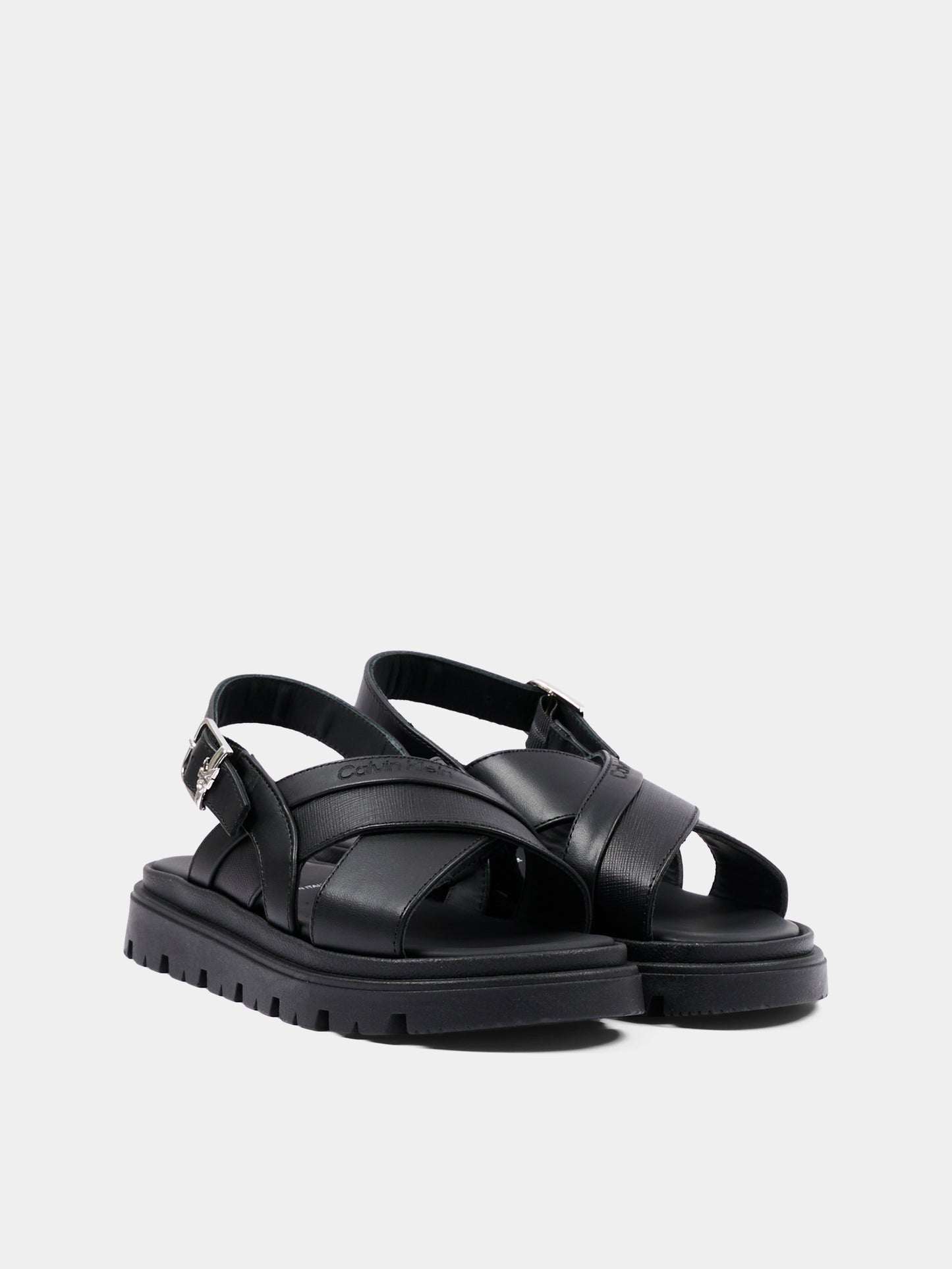 Sandali neri per bambina con logo,Calvin Klein Kids,V4B2 83363 0092999