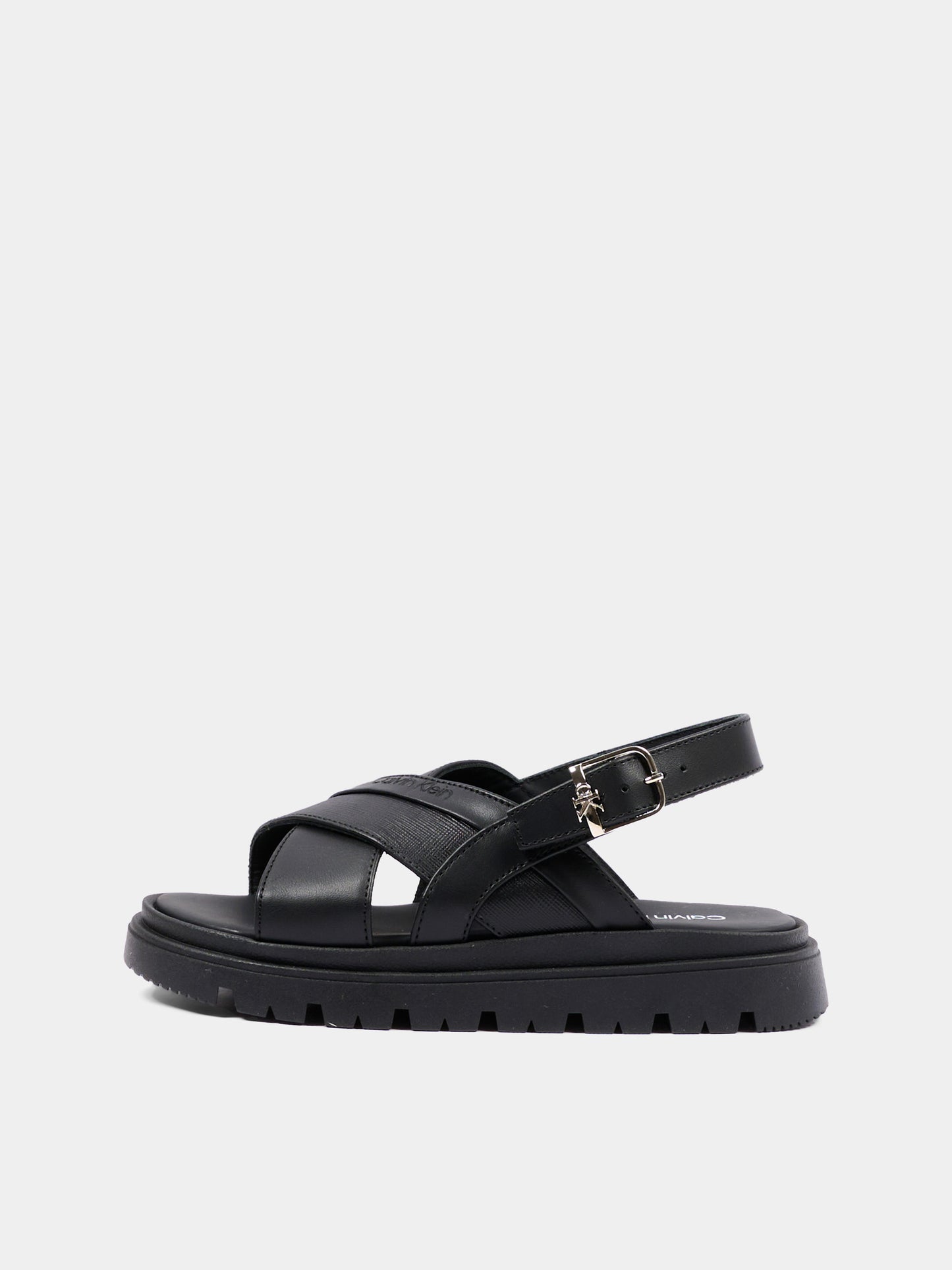 Sandali neri per bambina con logo,Calvin Klein Kids,V4B2 83363 0092999