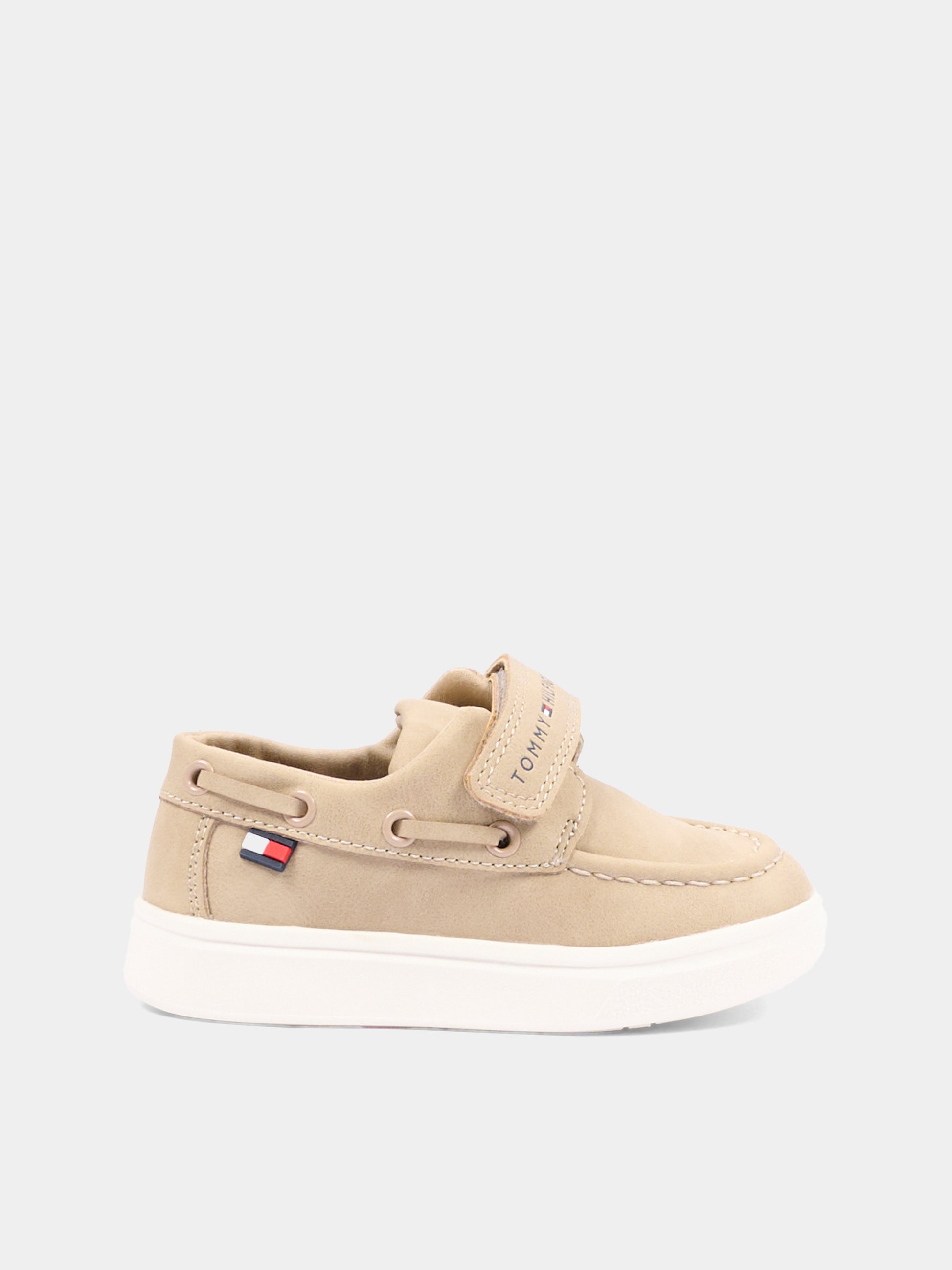 Mocassini beige per bambino con logo,Tommy Hilfiger Junior,T1B4 34340 0315500