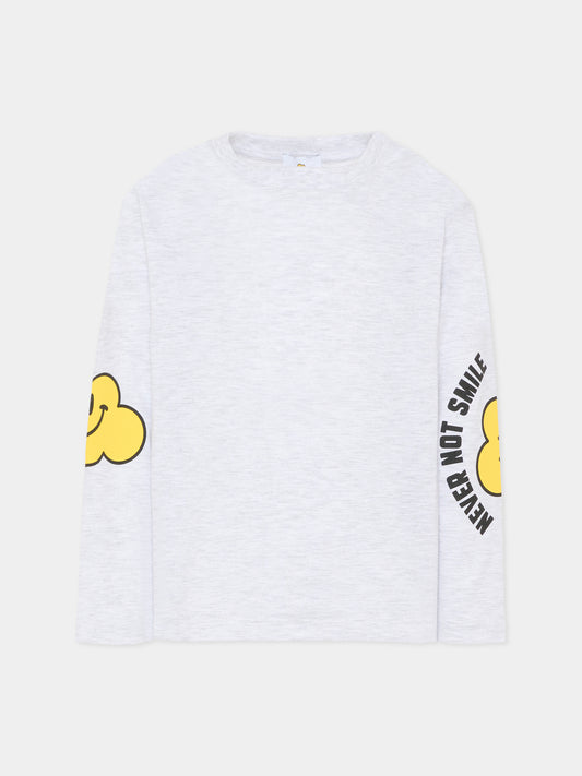 T-shirt grigia per bambini con nuvola gialla e scritta,Ghayme,F5GAJUTH004 107