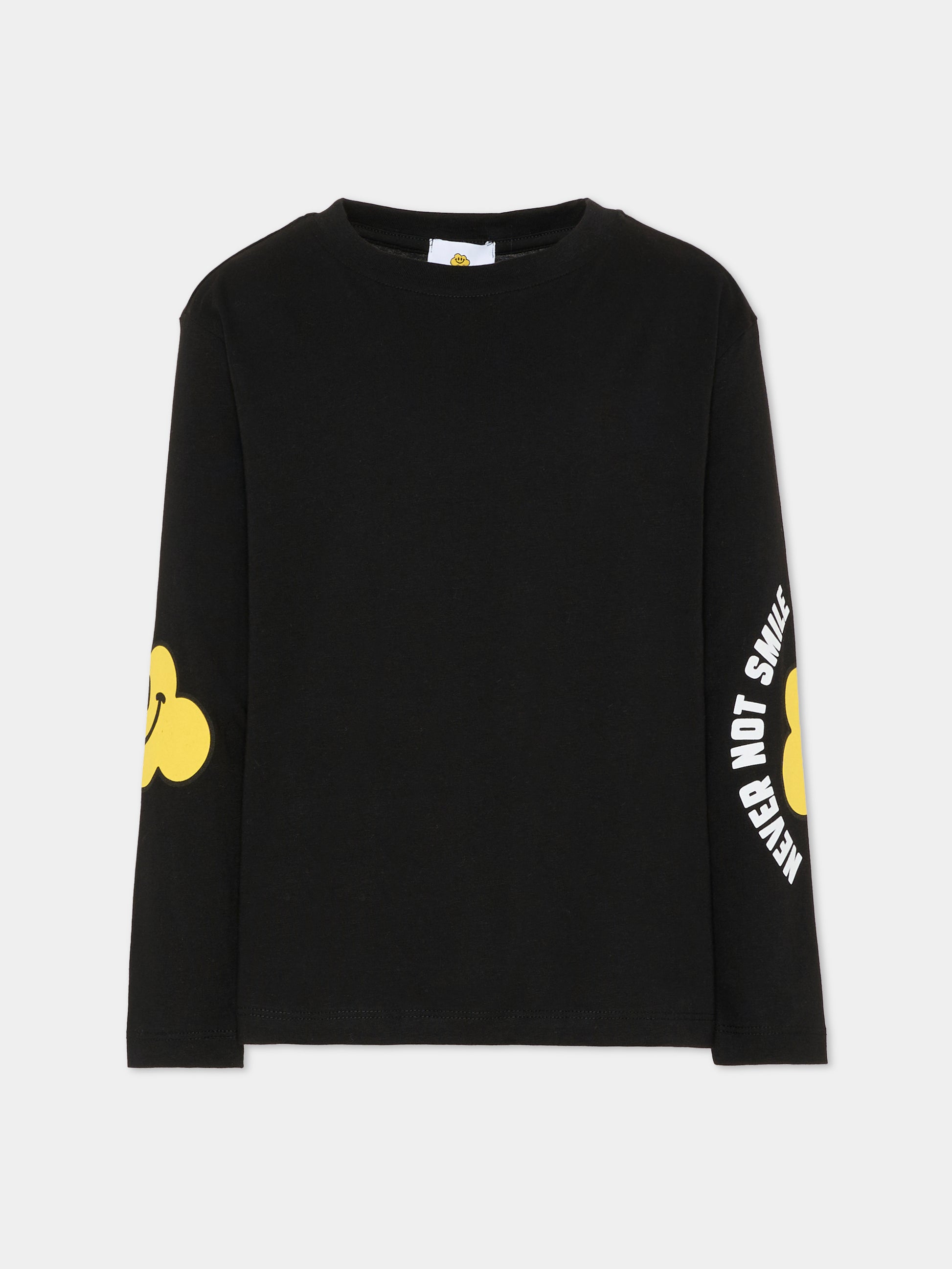 T-shirt nera per bambini con nuvola gialla e scritta,Ghayme,F5GAJUTH004 110