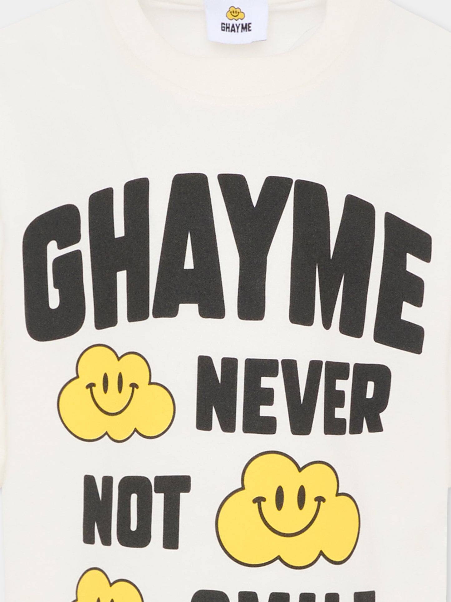 T-shirt bianca per bambini con nuvole gialle e scritta,Ghayme,F5GAJUTH009 002