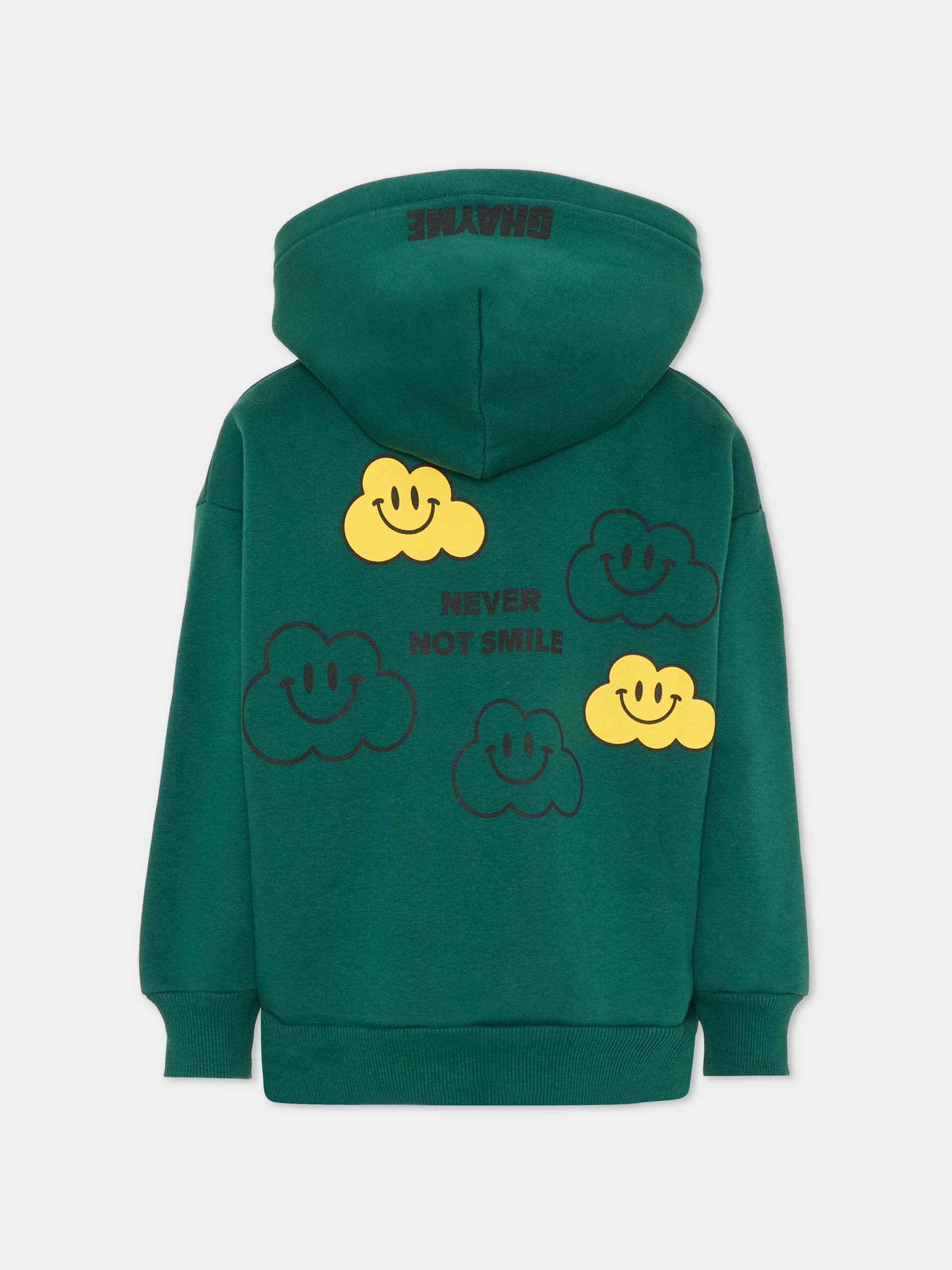 Felpa verde per bambini con nuvola gialla e scritta,Ghayme,F5GAJUHS003 088