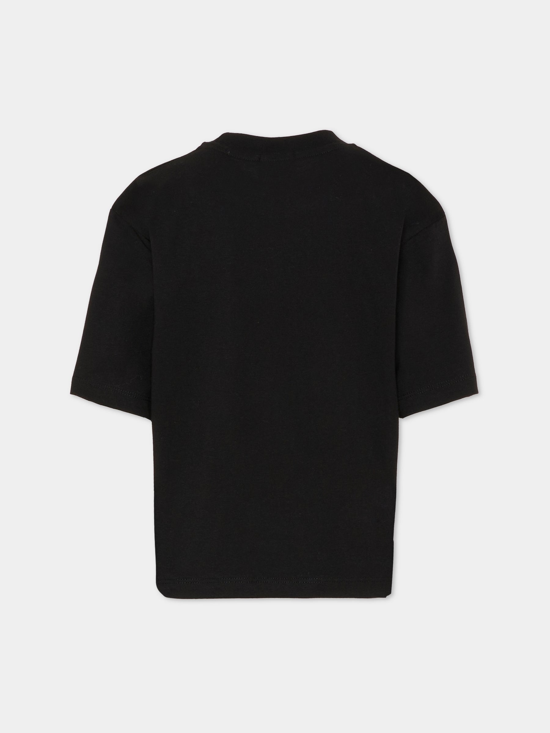 T-shirt nera per bambini con nuvola gialla pois,Ghayme,F5GAJUTH010 110