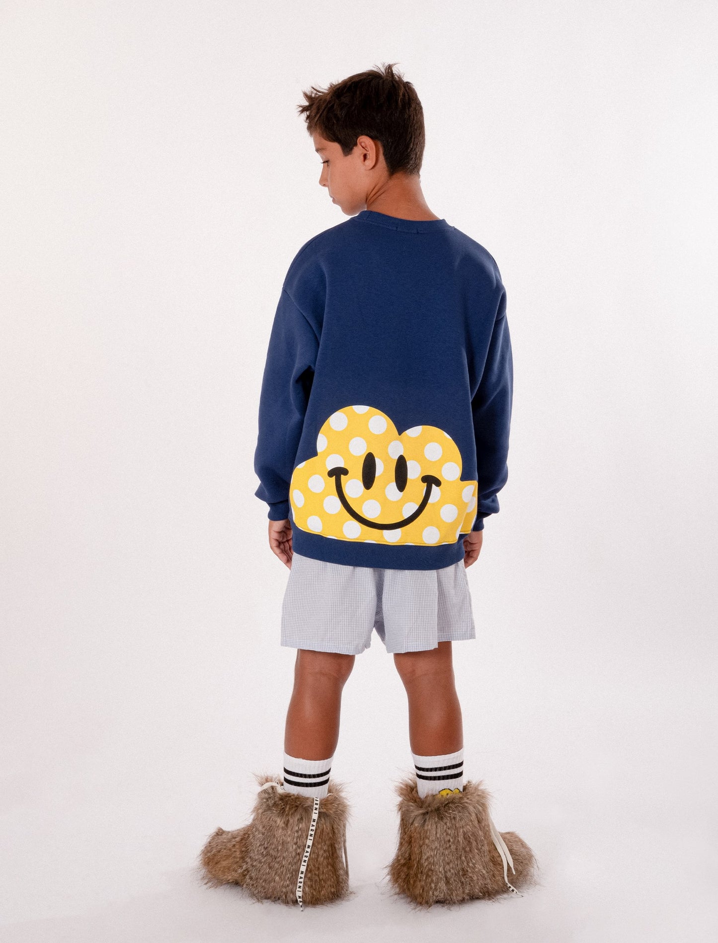 Felpa blu per bambini con nuvola gialla a pois,Ghayme,F5GAJUSW011 067