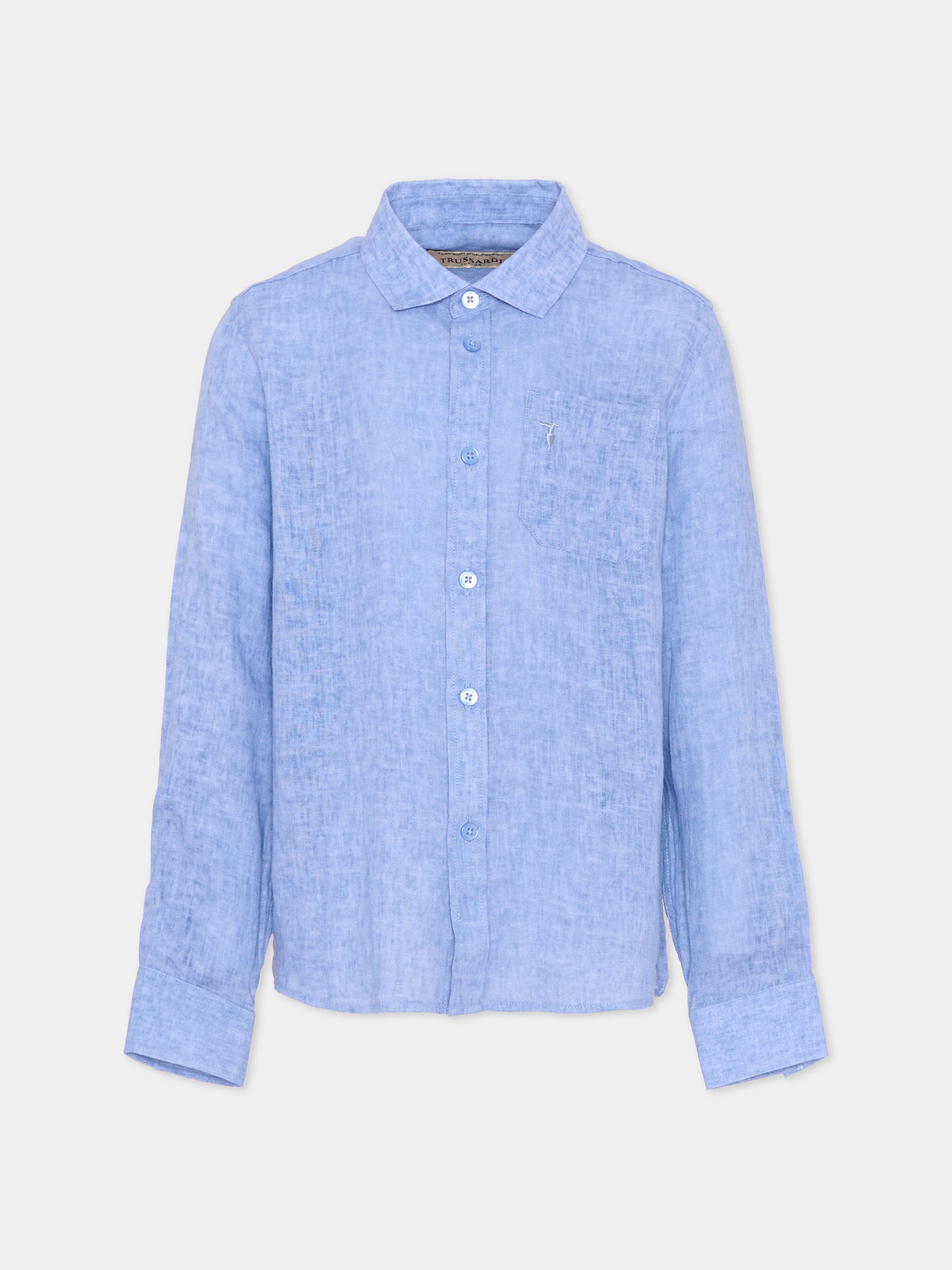 Camicia blu per bambino con levriero,Trussardi Junior,TBP26065CA BLUE ESTATE