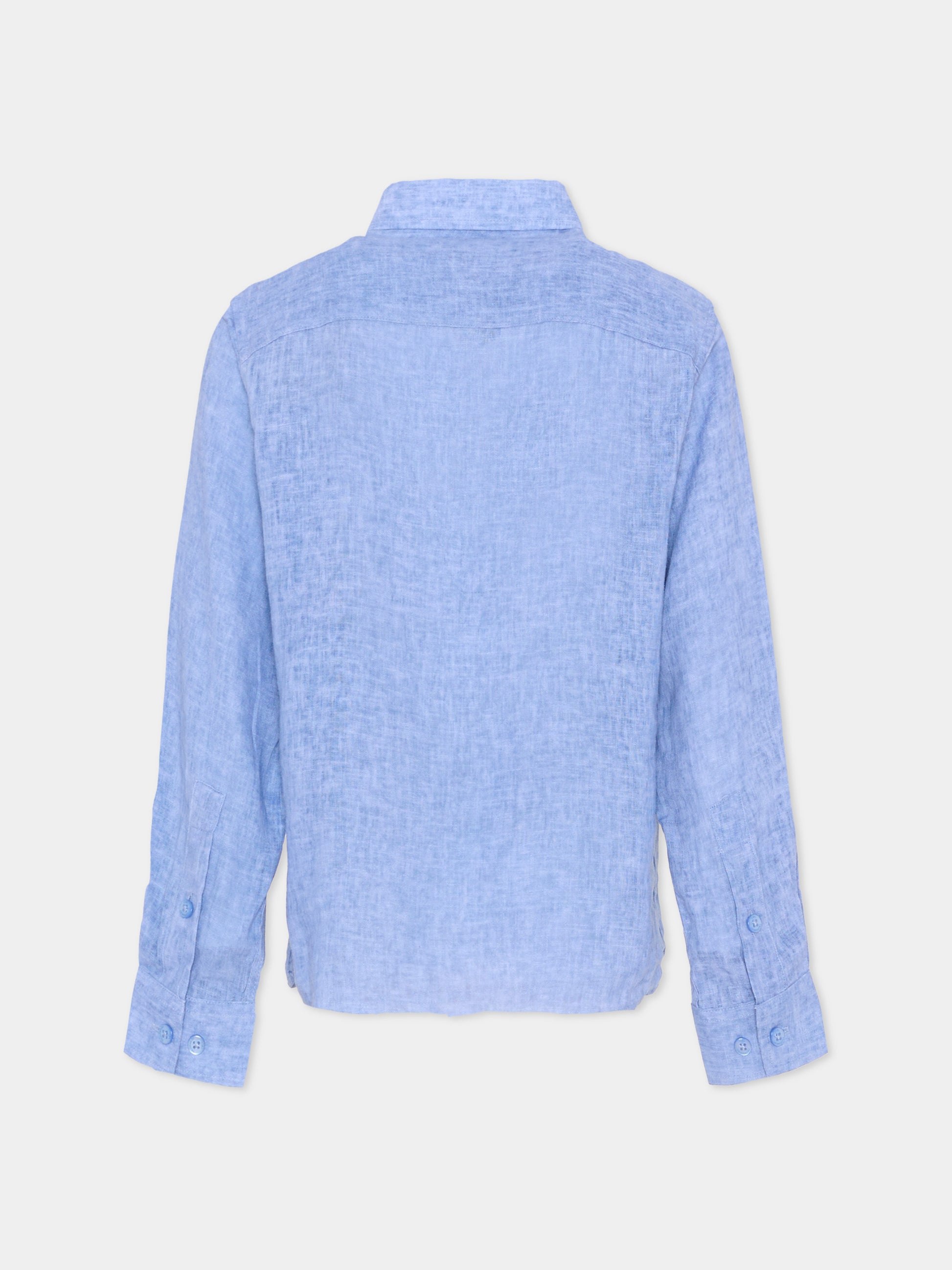 Camicia blu per bambino con levriero,Trussardi Junior,TBP26065CA BLUE ESTATE